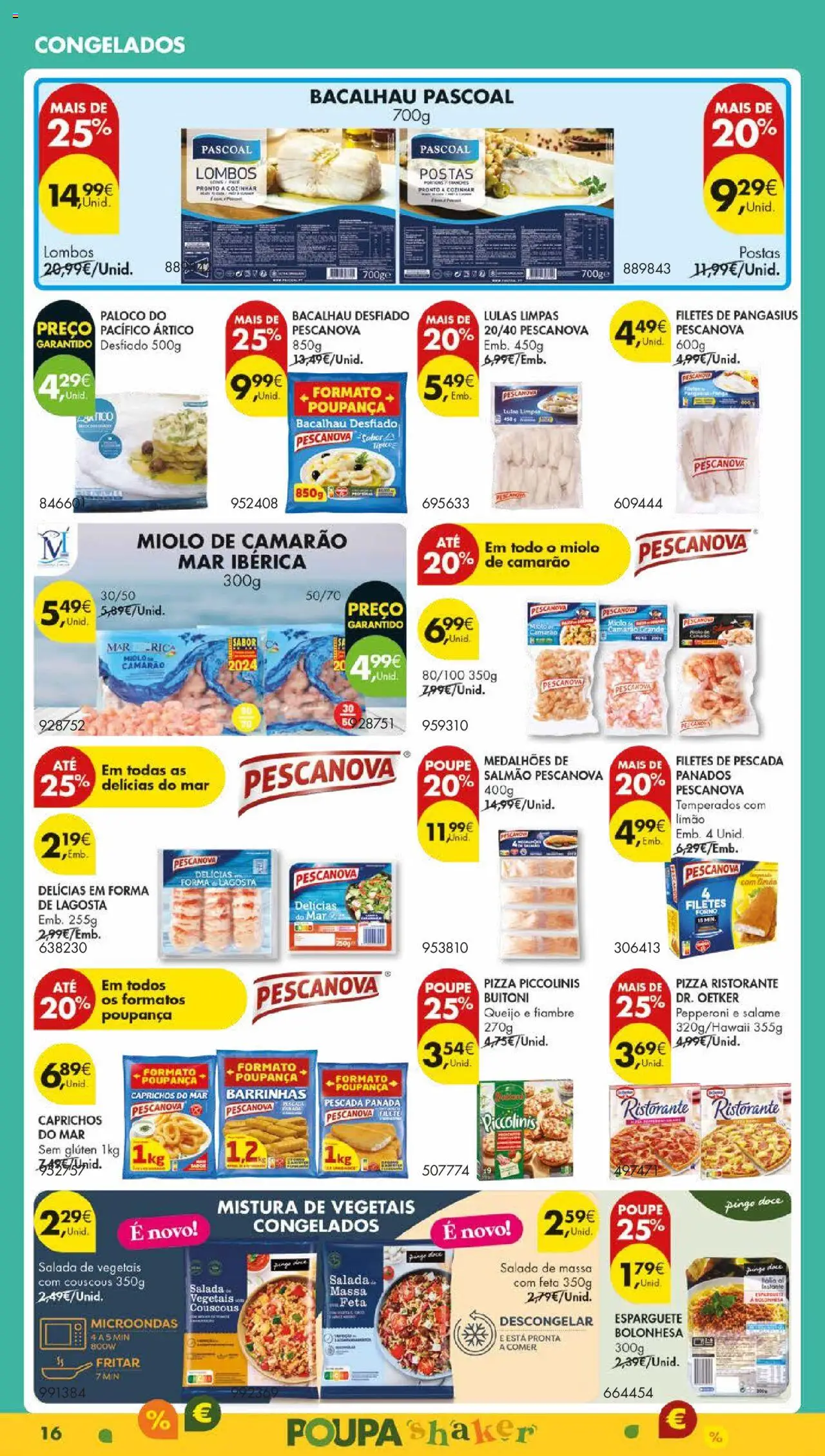 Pingo Doce folheto │ válido de 19.08.2025 | Página: 20 | Produtos: Esparguete, Bacalhau, Queijo, Salada