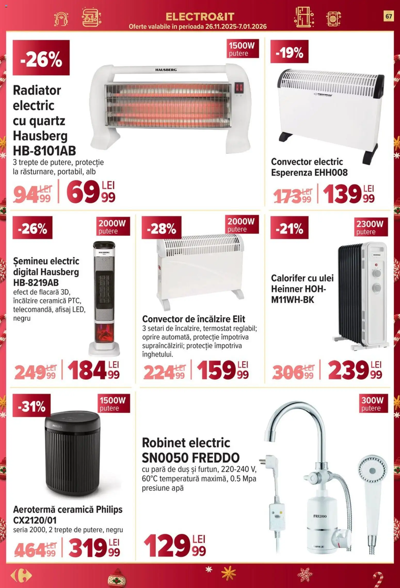 Noul catalog Carrefour – valabil de la 27.12.2025 | Pagină: 67 | Produse: Șemineu, Duș, Ulei, Apă