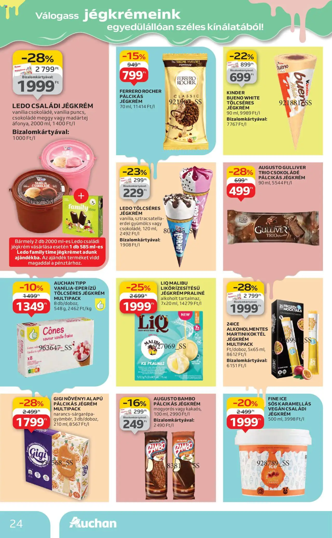 Auchan akciós ujság - amely érvényes a következő dátumtól: 14.08.2025 | Oldal: 24 | Termékek: Gyümölcs, Meggy, Ferrero rocher, Pálcikás jégkrém