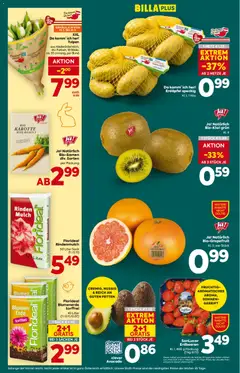 Billa Plus Flugblatt ab 19.03.2026 gültig | Seite: 10 | Produkte: Erdbeeren, Karotte, Avocado, Grapefruit