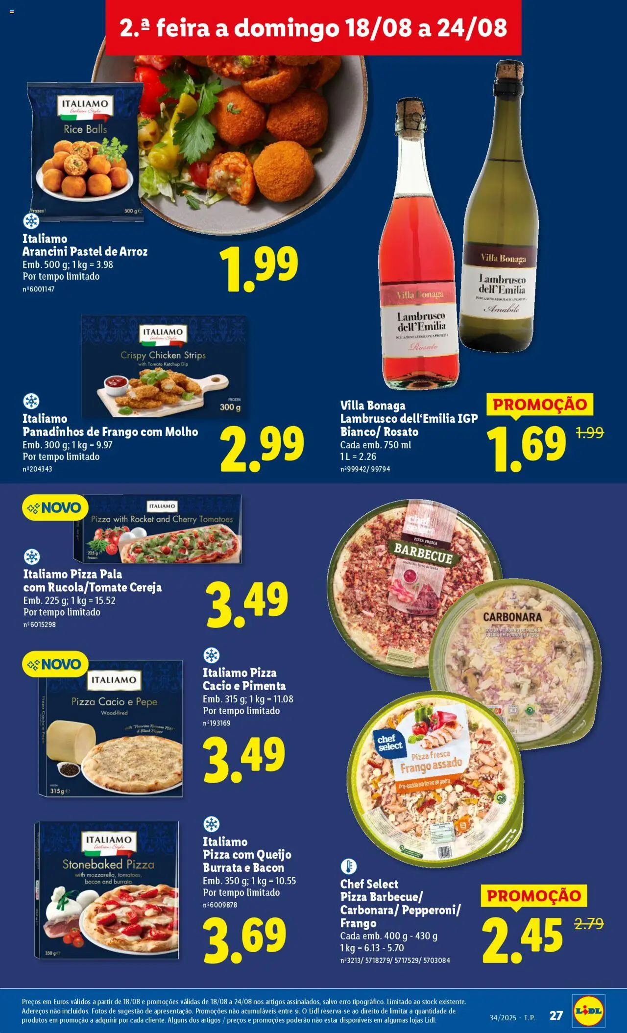 Lidl folheto │ válido de 18.08.2025 | Página: 27 | Produtos: Frango, Queijo, Pizza, Ketchup