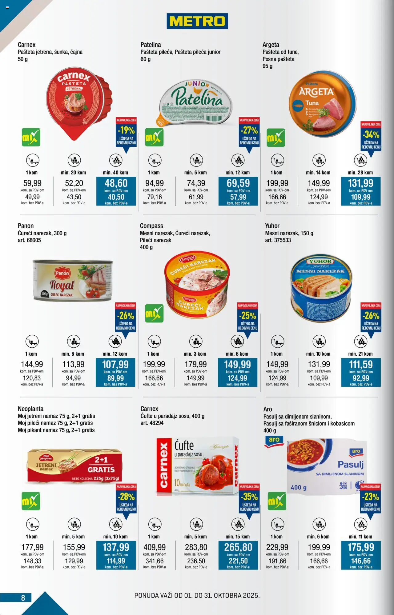 Metro katalog - važi od 01.10.2025 | Strana: 8 | Proizvode: Pasulj, Narezak, Mesni narezak, Pašteta