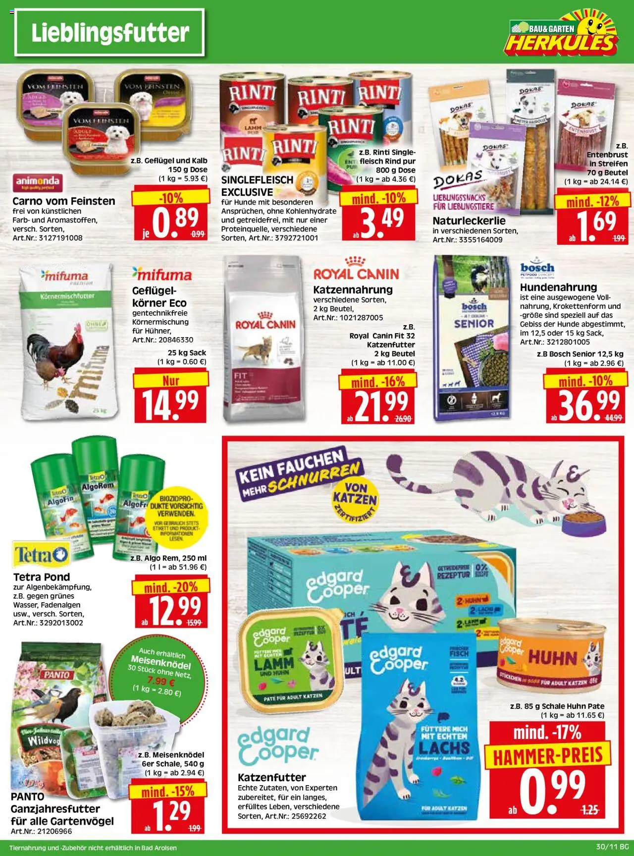 HERKULES Bau & Garten - gültig ab dem 21.07.2025 | Seite: 11 | Produkte: Katzenfutter, Fisch, Lachs, Fleisch