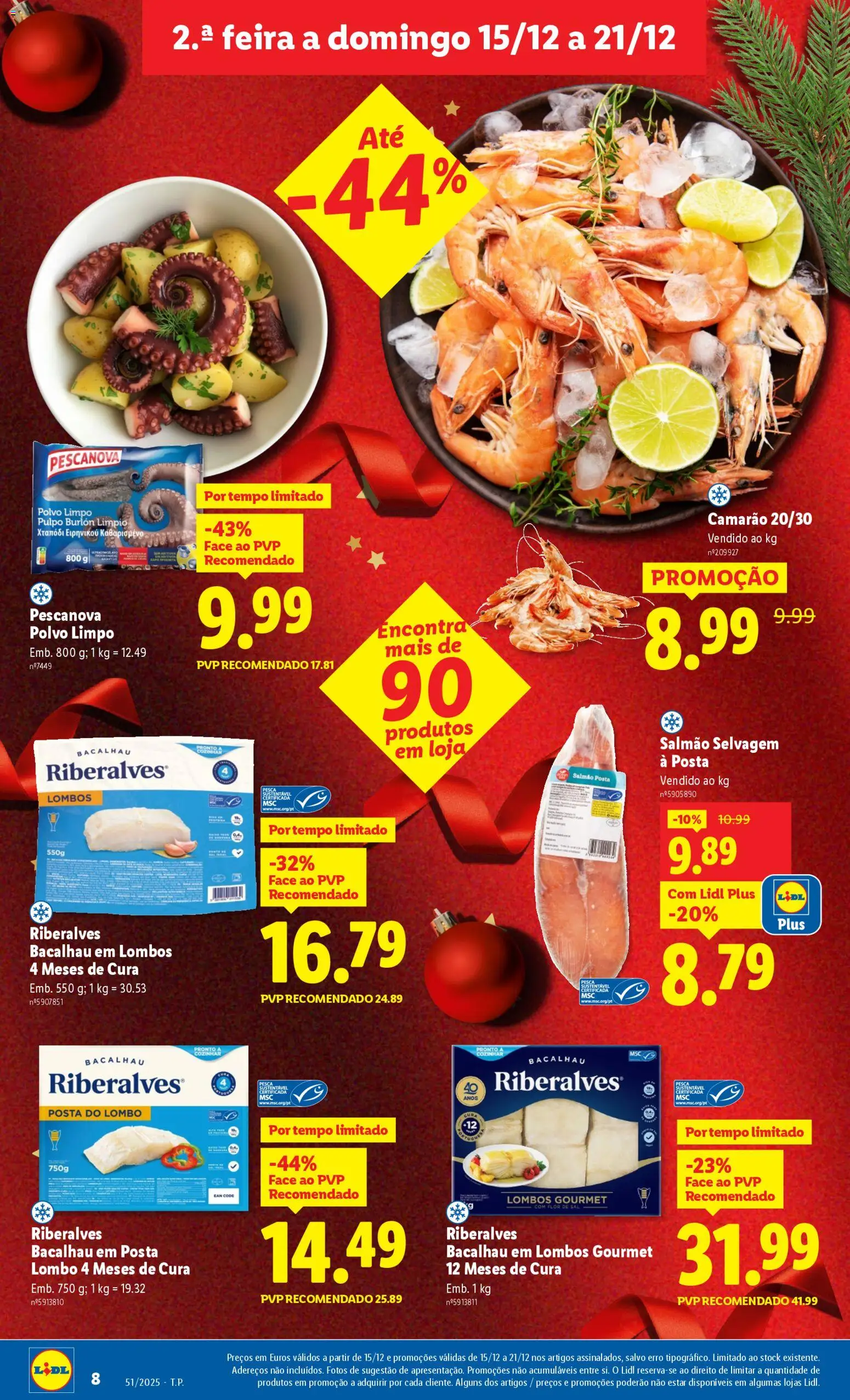 Lidl folheto │ válido de 15.12.2025 | Página: 8 | Produtos: Bacalhau, Polvo, Salmão, Lombo