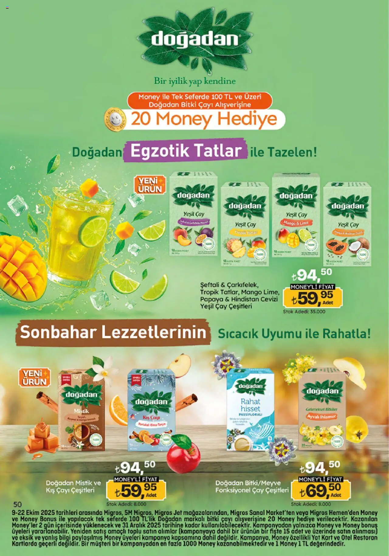 Migros Katalog - Migroskop - 09.10.2025 tarihinden itibaren geçerlidir | Sayfa: 50 | Ürünler: Papaya, Hindistan Cevizi, Çay, Mango
