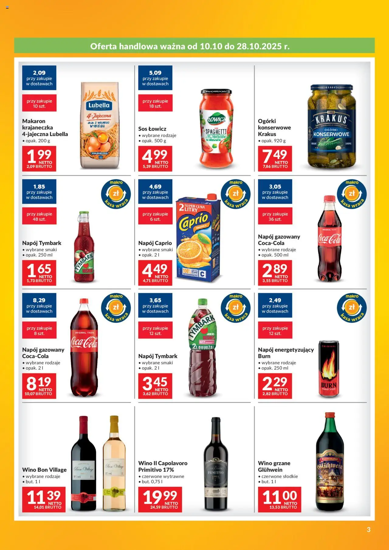 Makro Gazetka - Odido Oferty dla Twojego sklepu od 10.10.2025 | Strona: 3 | Produkty: Coca cola, Wiśnie, Jaja, Sos