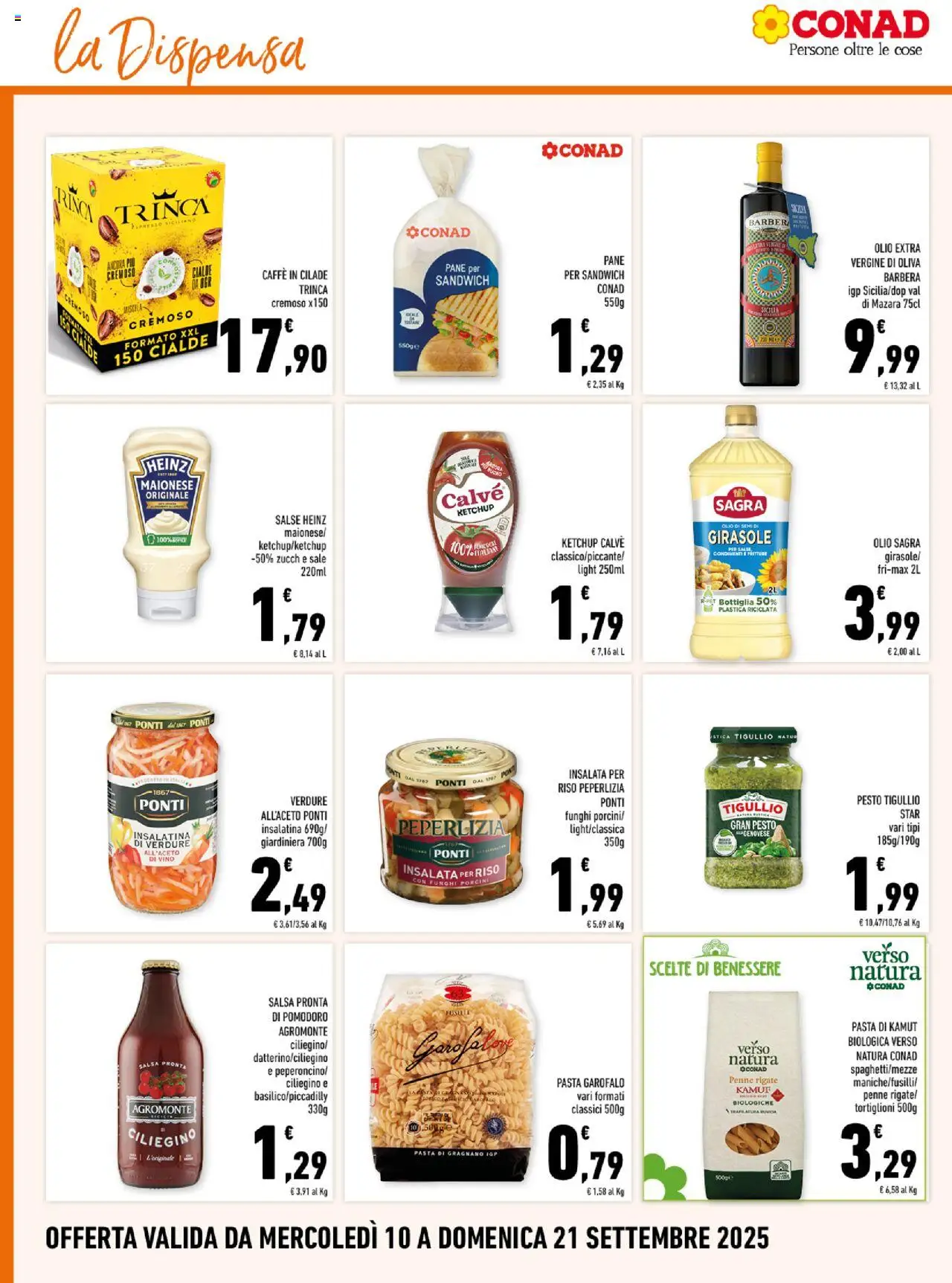 Volantino Conad del 10.09.2025 | Pagina: 12 | Prodotti: Pane, Verdure, Olive, Pasta