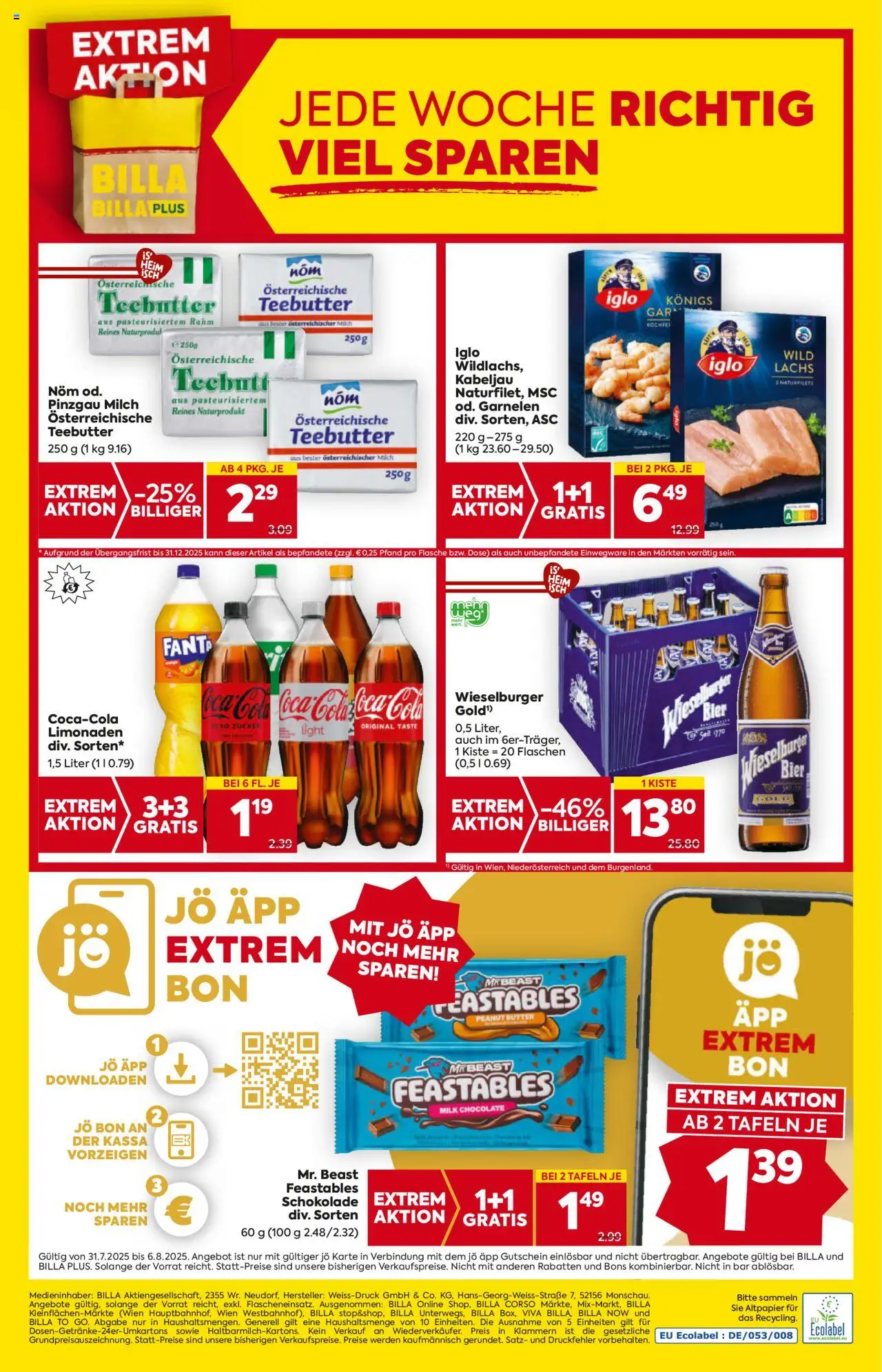 Billa AT akciós ujság - amely érvényes a következő dátumtól: 31.07.2025 | Oldal: 20 | Termékek: Fanta, Cola