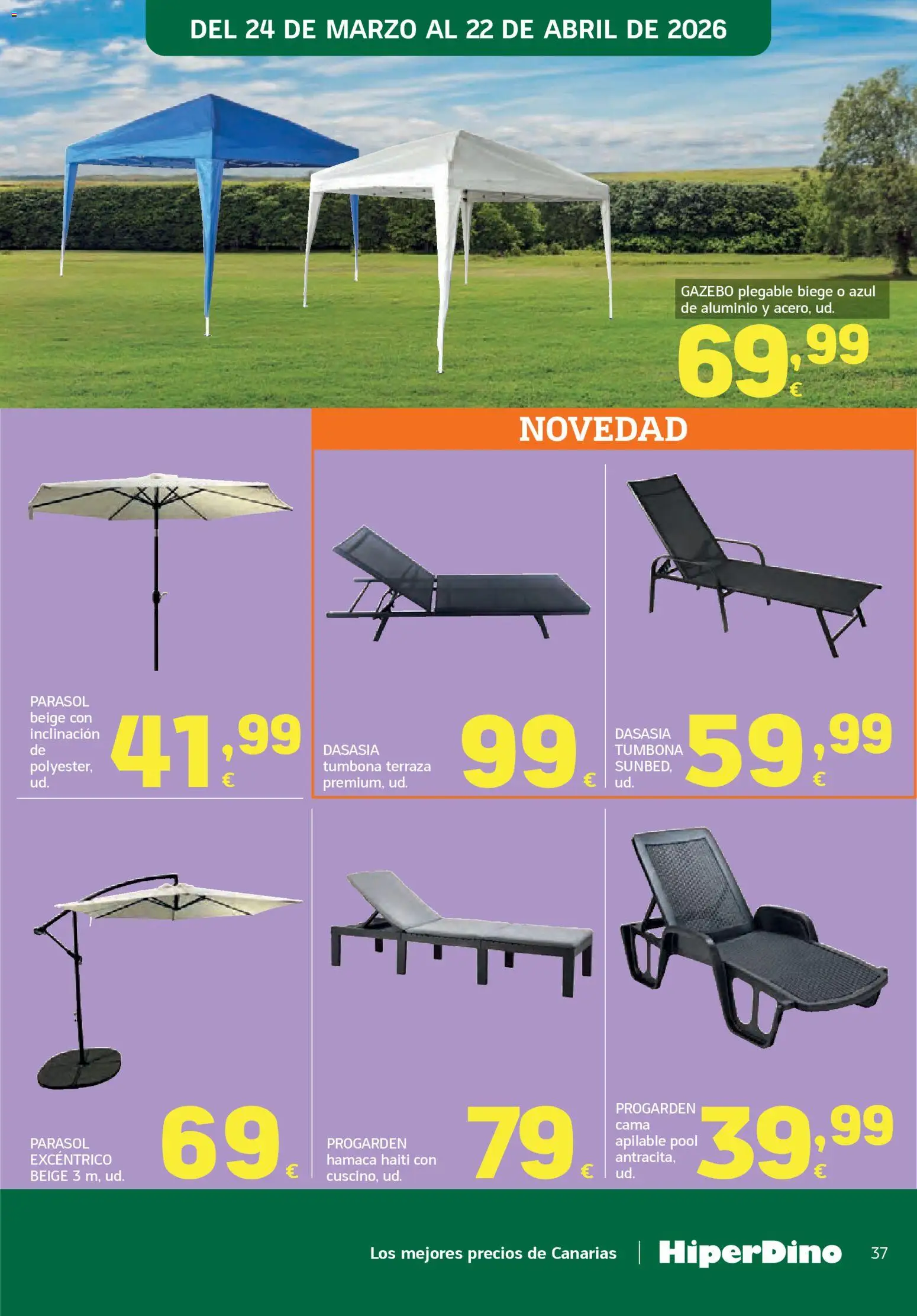HiperDino folleto │ válido desde el 24.03.2026 | Página: 37 | Productos: Tumbona, Cama