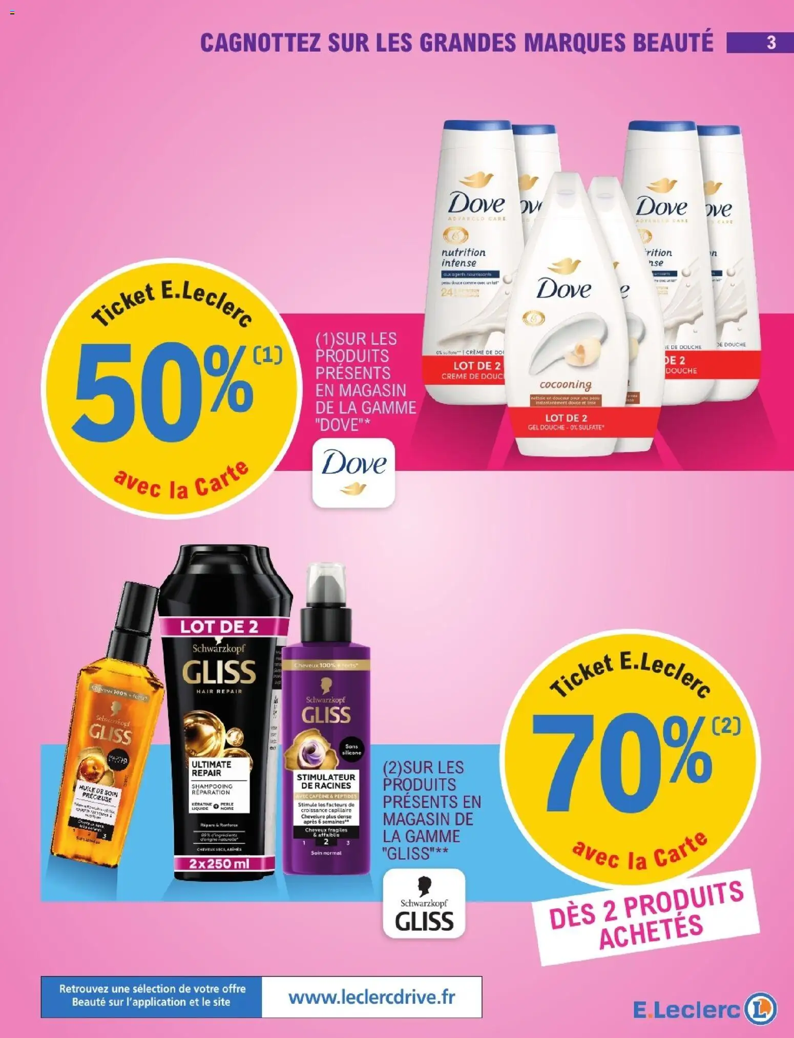 {H1} | Page: 3 | Produits: Douche, Lait, Huile, Crème