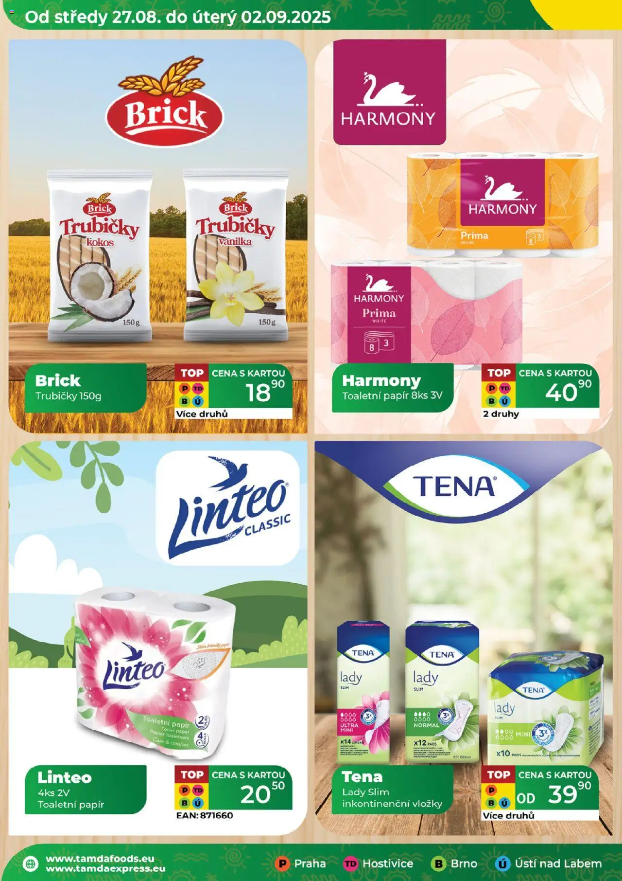 Tamda Foods leták od 27.08.2025 | Strana: 18 | Produkty: Vložky, Toaletní papír, Inkontinenční vložky, Kokos