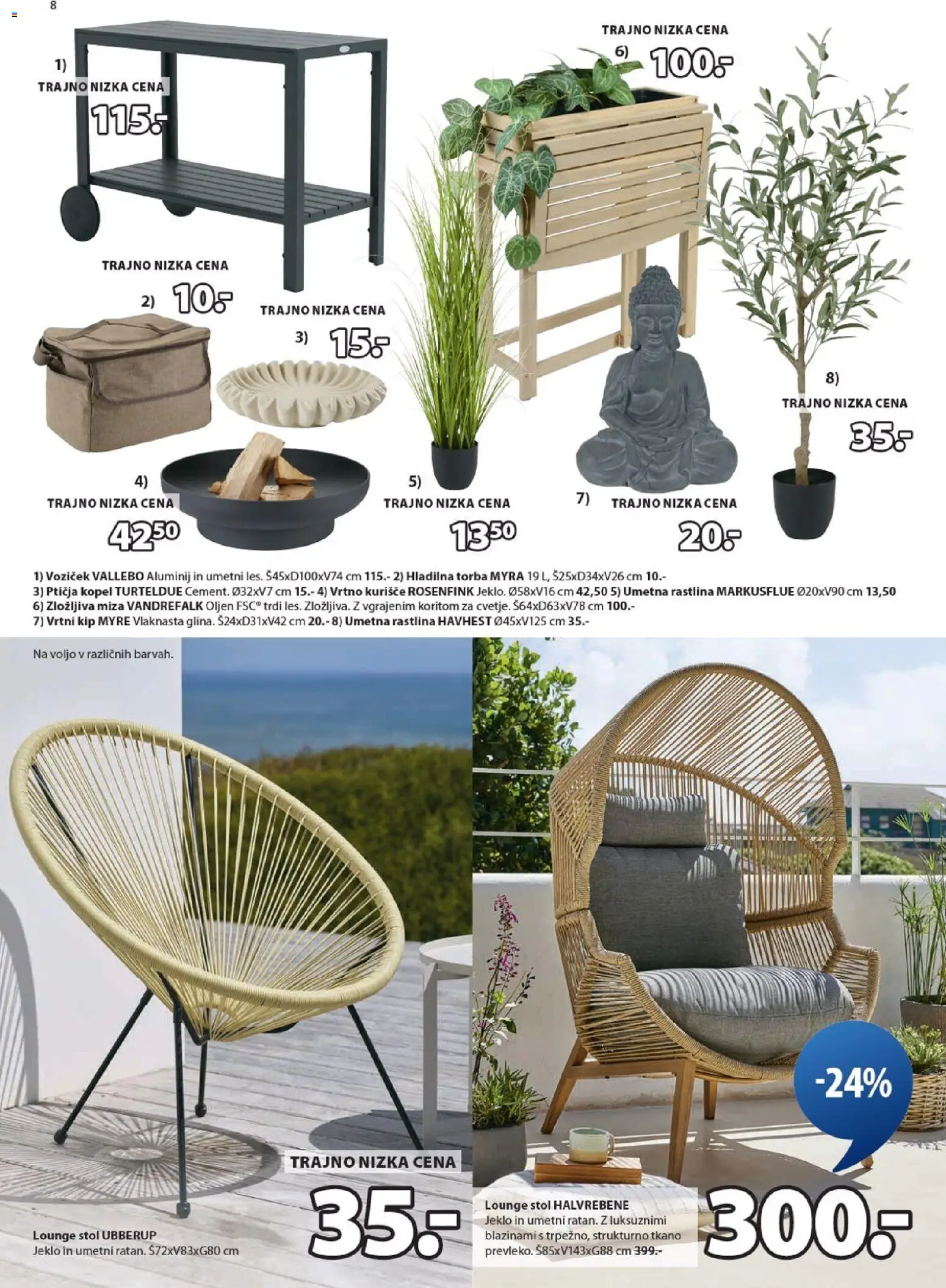 Novi JYSK katalog ponudbe – veljaven od 04.03.2026 | Stran: 8 | Izdelki: Kopel, Umetna rastlina, Stol, Voziček