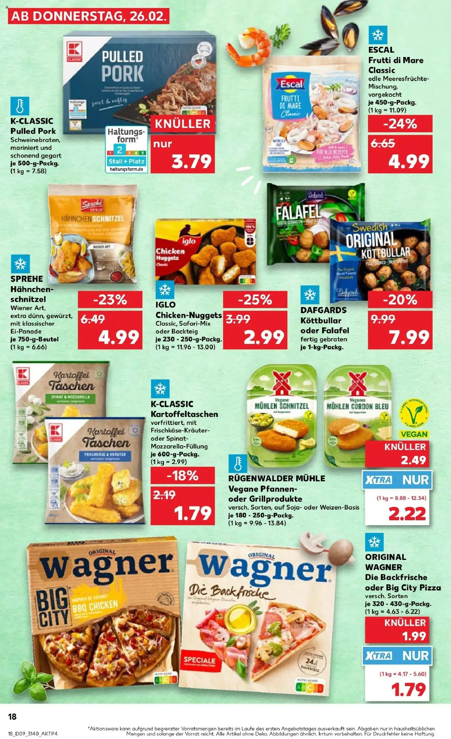 Kaufland prospekt Taucha	 – gültig ab 26.02.2026 | Seite: 18 | Produkte: Mühle, Hahnchen, Iglo, Meeresfrüchte