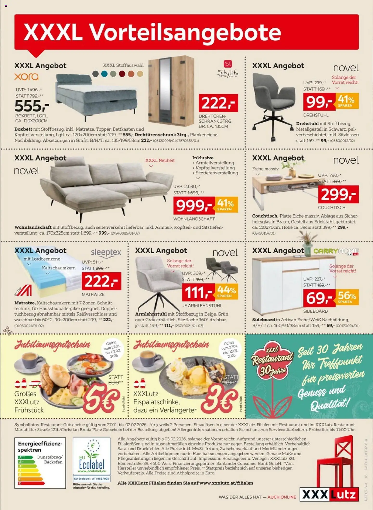 XXXLutz Prospekt aktuell gültig ab 27.01.2026 | Seite: 16 | Produkte: Matratze, Couchtisch, Schrank