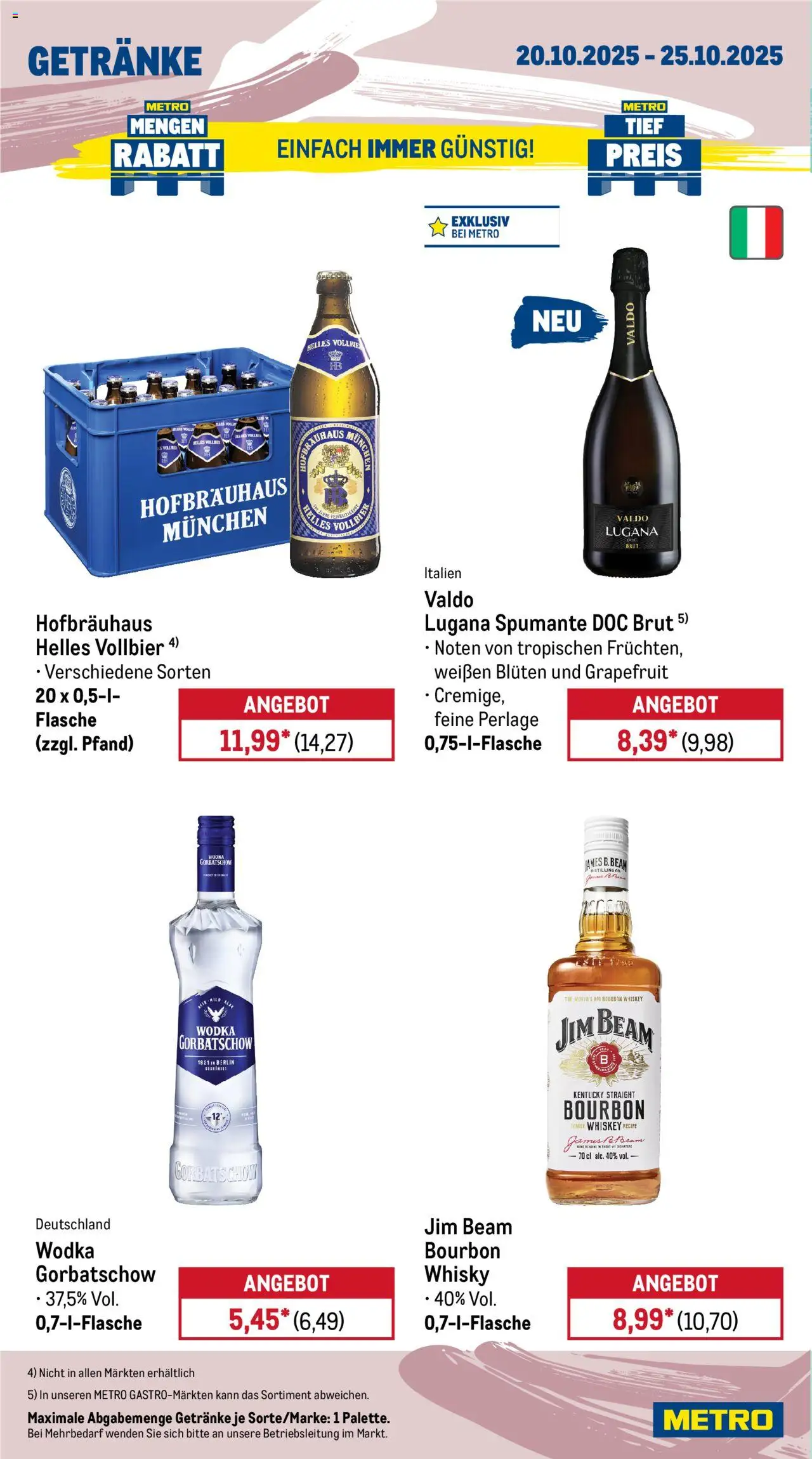 Metro  Wochen-Angebote Gastro – gültig ab 20.10.2025 | Seite: 16 | Produkte: Whisky, Jim beam, Wodka, Whiskey
