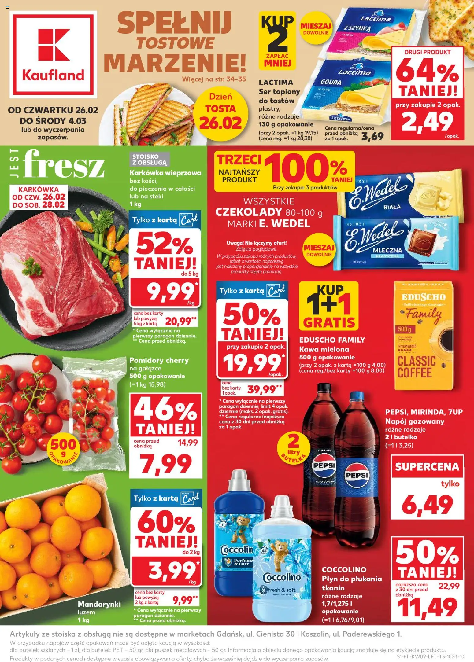 Kaufland gazetka od 26.02.2026 | Strona: 1 | Produkty: Karta, Ser topiony, Karkówka, Karkówka wieprzowa