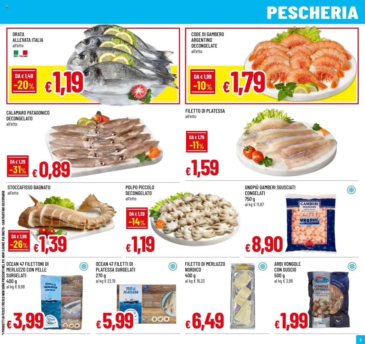 Volantino Galassia del 16.10.2025 | Pagina: 5 | Prodotti: Pesce, Merluzzo, Gamberi, Orata