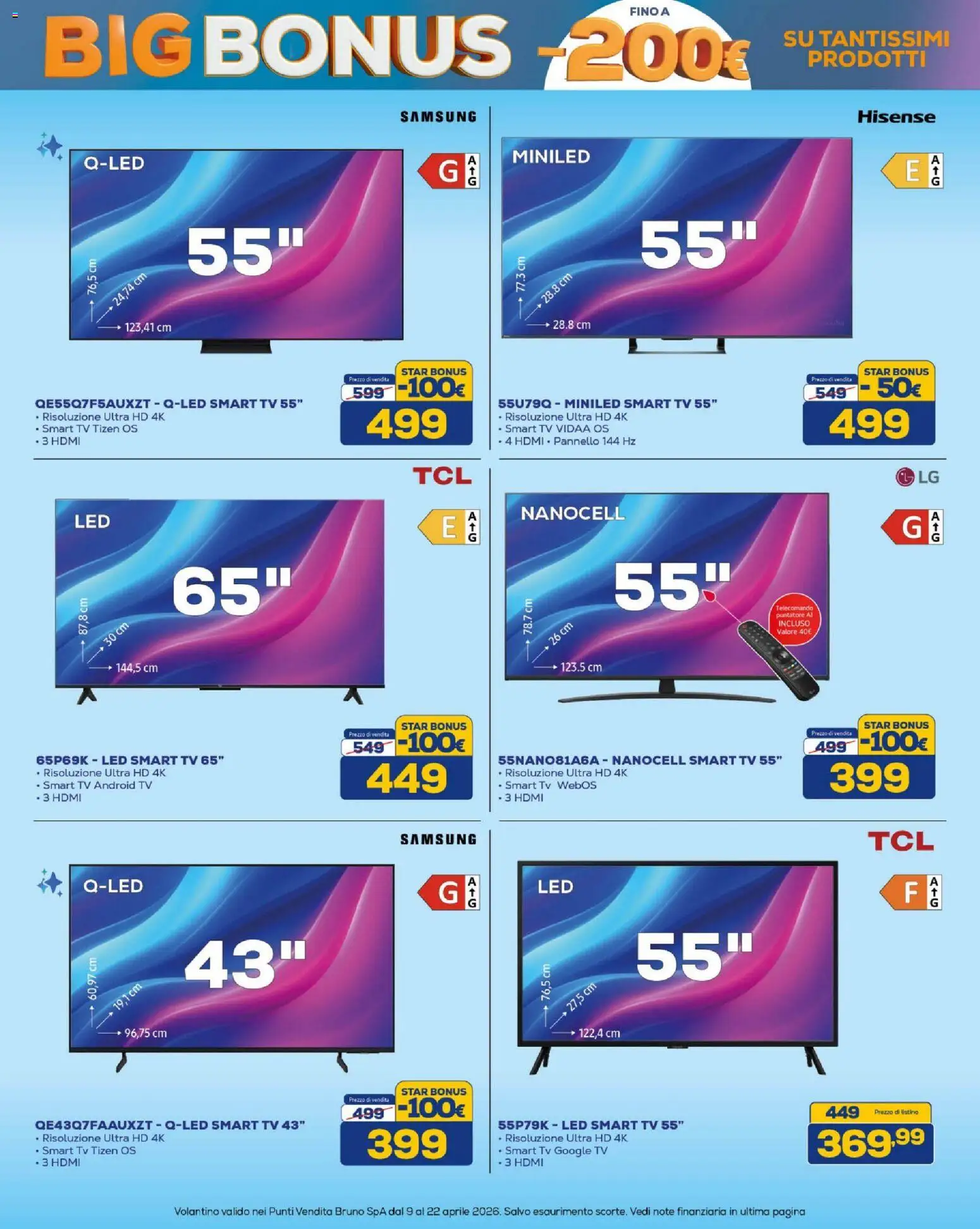 Volantino BRUNO del 09.04.2026 | Pagina: 5 | Prodotti: Telecomando, smart TV, TV, Samsung