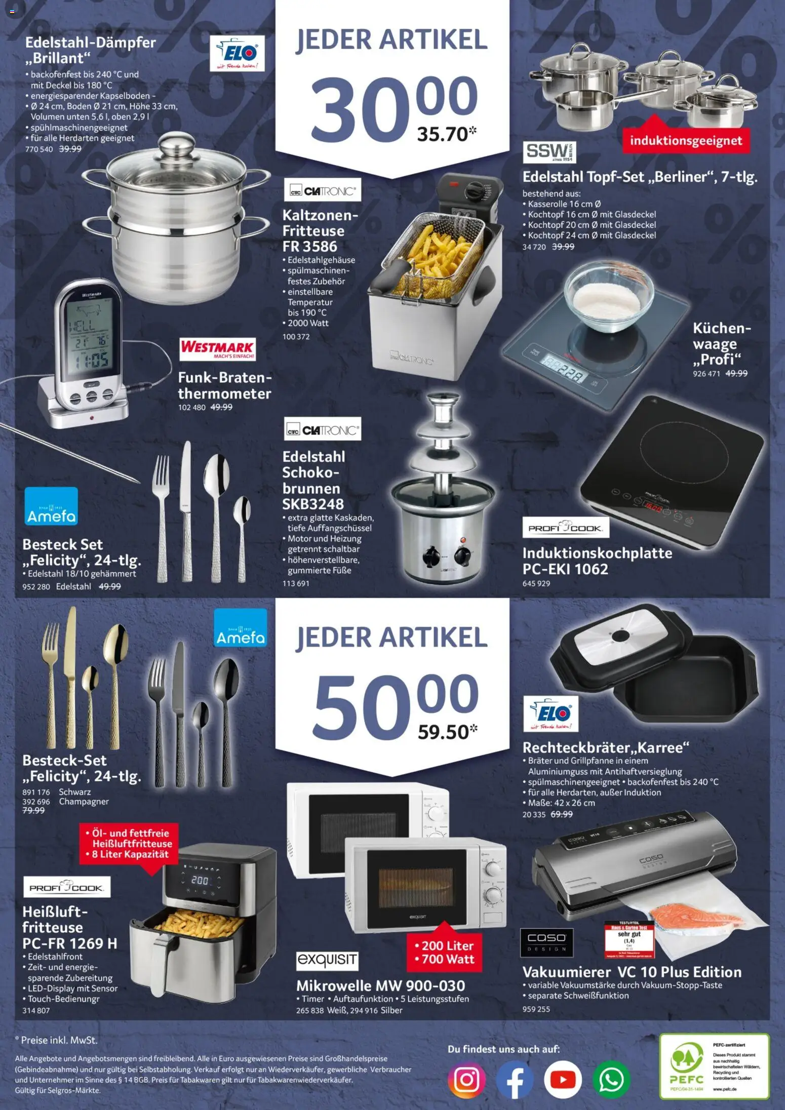 Selgros Sonderverkauf – gültig ab 30.10.2025 | Seite: 8 | Produkte: Mikrowelle, Thermometer, Öl, Vakuumierer