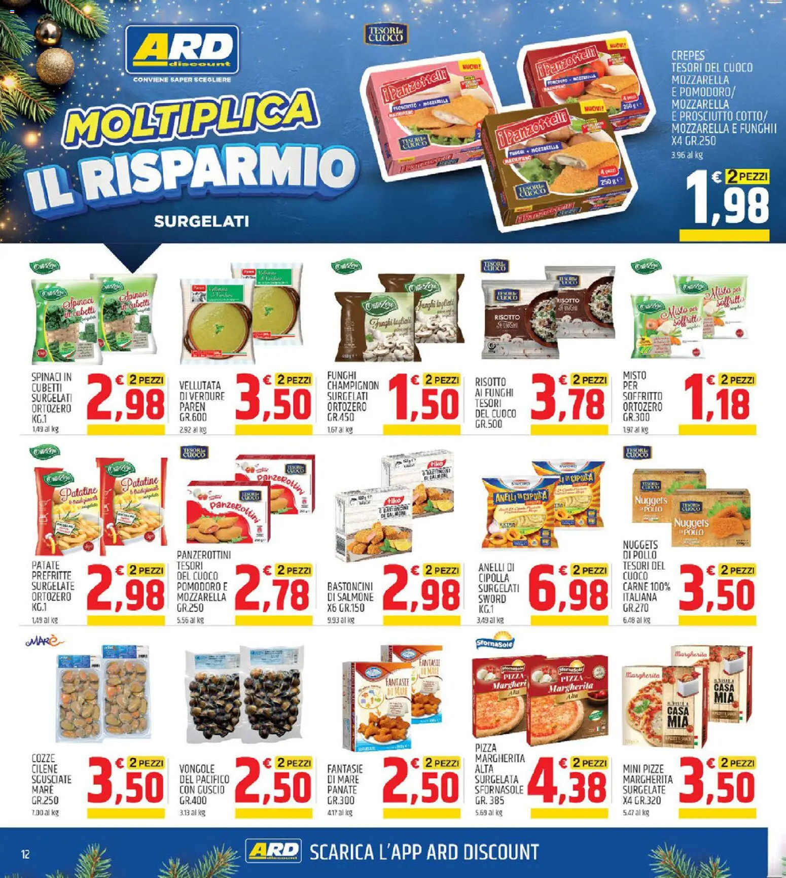 Volantino ARD Discount del 11.12.2025 | Pagina: 12 | Prodotti: Vongole, Verdure, Mozzarella, Pomodoro