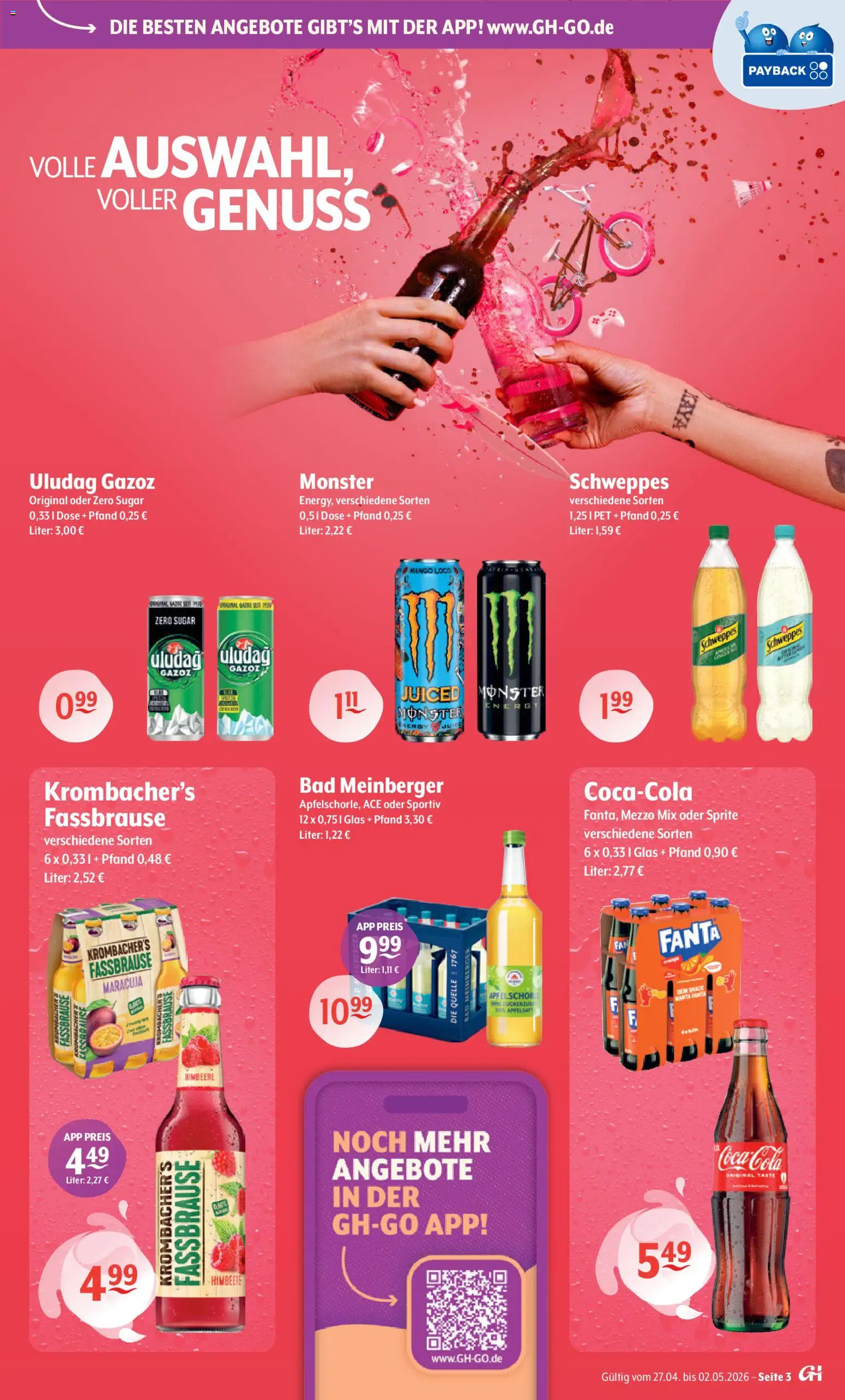 Trink und Spare Prospekt 	 – gültig ab 27.04.2026 | Seite: 3 | Produkte: Fanta, Monster, Mango, Fassbrause