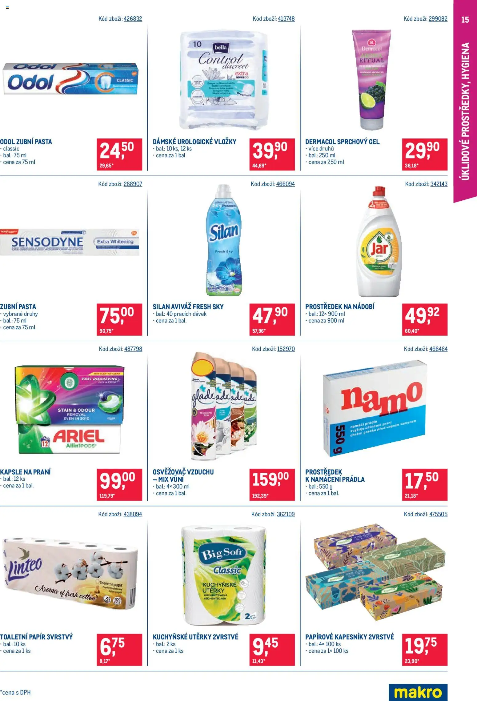Makro leták - Maloobchod od 22.10.2025 | Strana: 15 | Produkty: Sprchový gel, Zubní pasta, Kapsle, Toaletní papír 3vrstvý