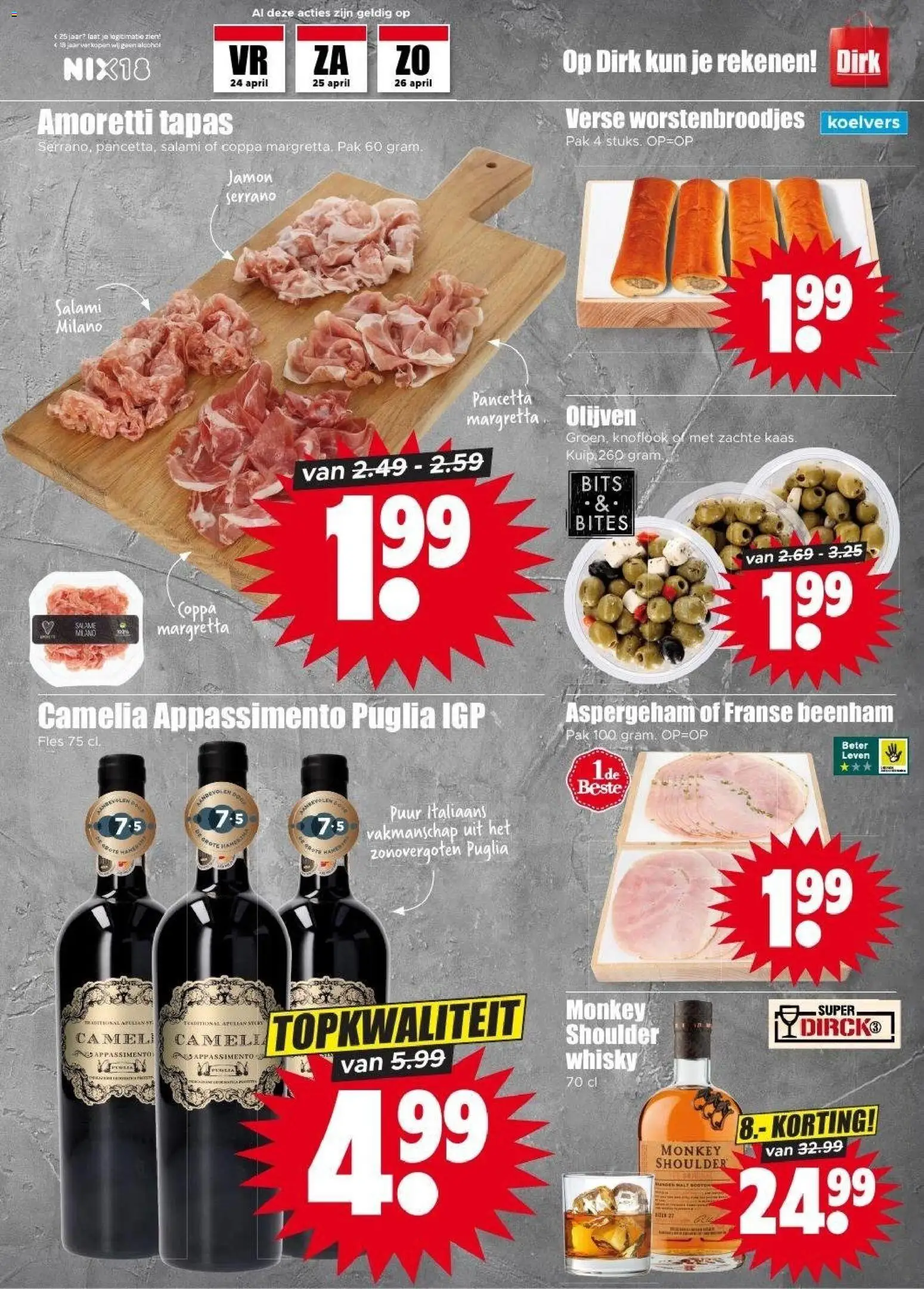 {H1} | Pagina: 33 | Producten: Fles, Olijven, Knoflook, Salami