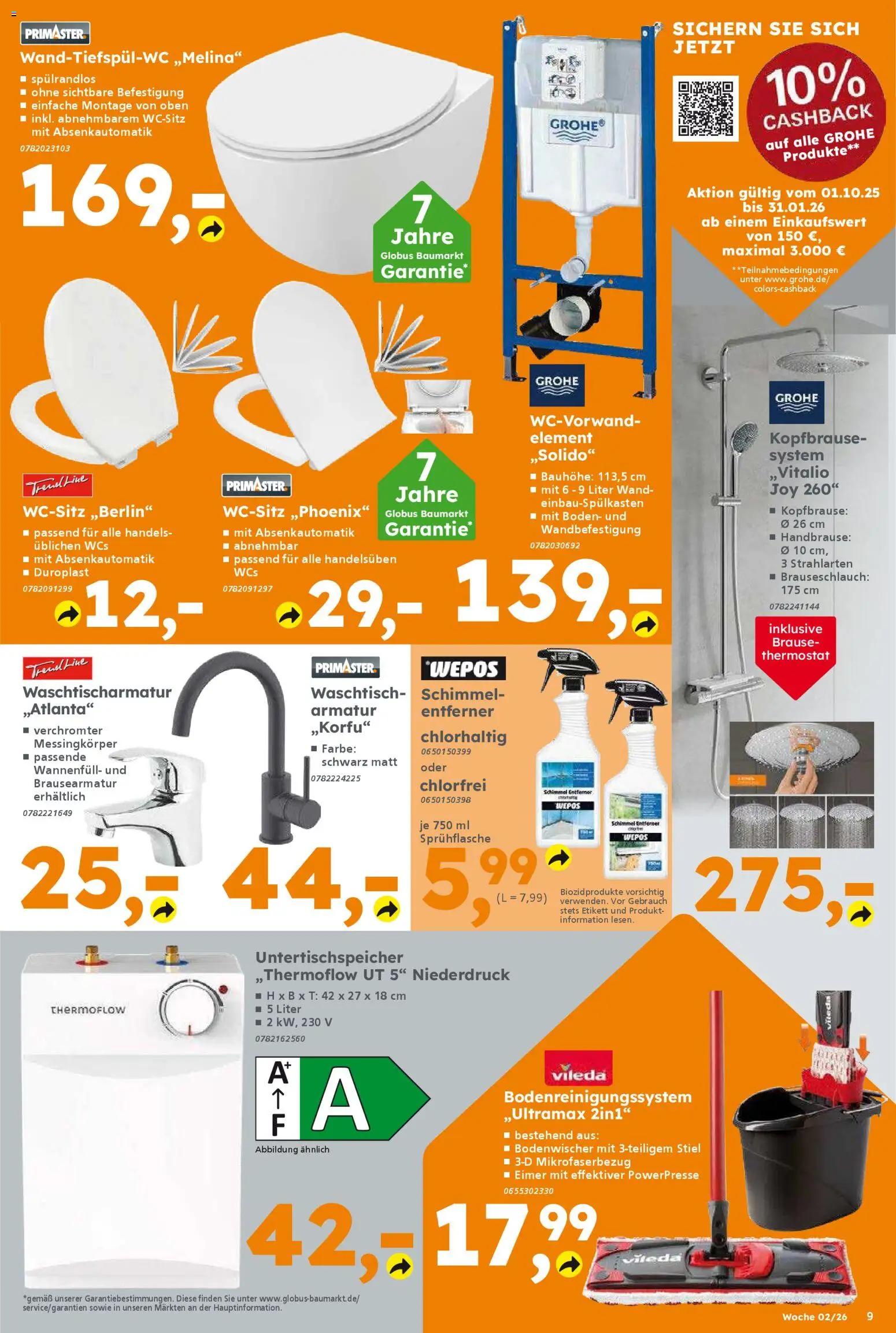 Globus Baumarkt Prospekt 	 – gültig ab 05.01.2026 | Seite: 9 | Produkte: Armatur, Waschtisch