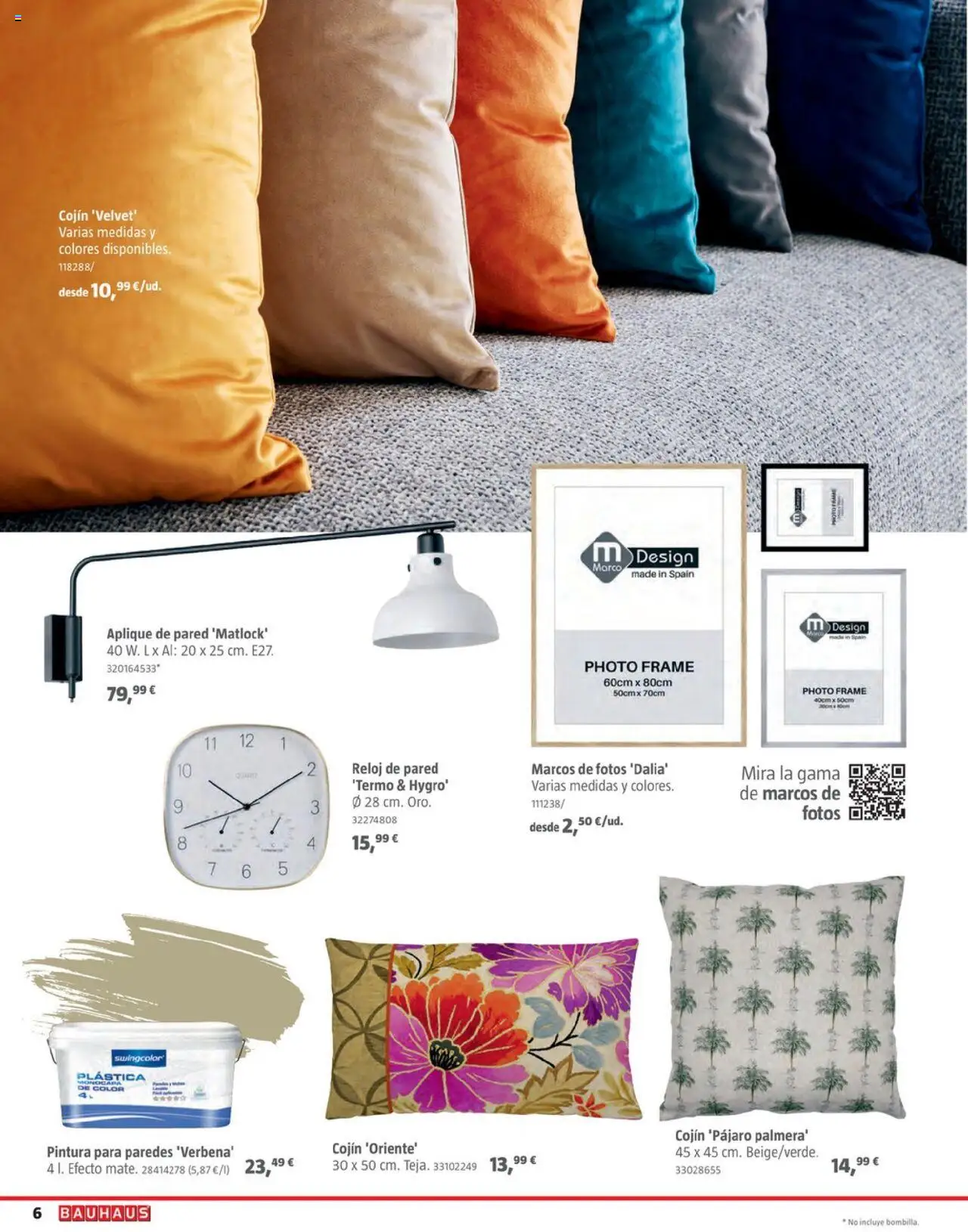 Bauhaus - Decoracion │ válido desde el 16.10.2025 | Página: 6 | Productos: Reloj, Marco, Cojín