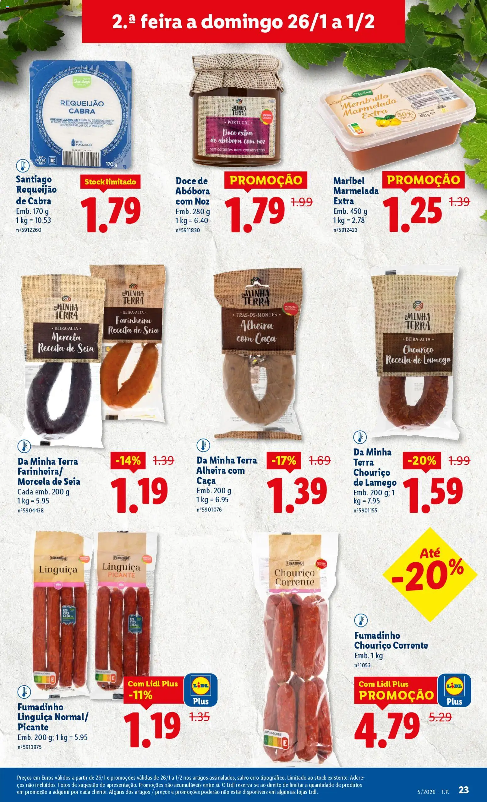 Lidl folheto │ válido de 26.01.2026 | Página: 23 | Produtos: Linguiça, Requeijão, Abóbora, Milho