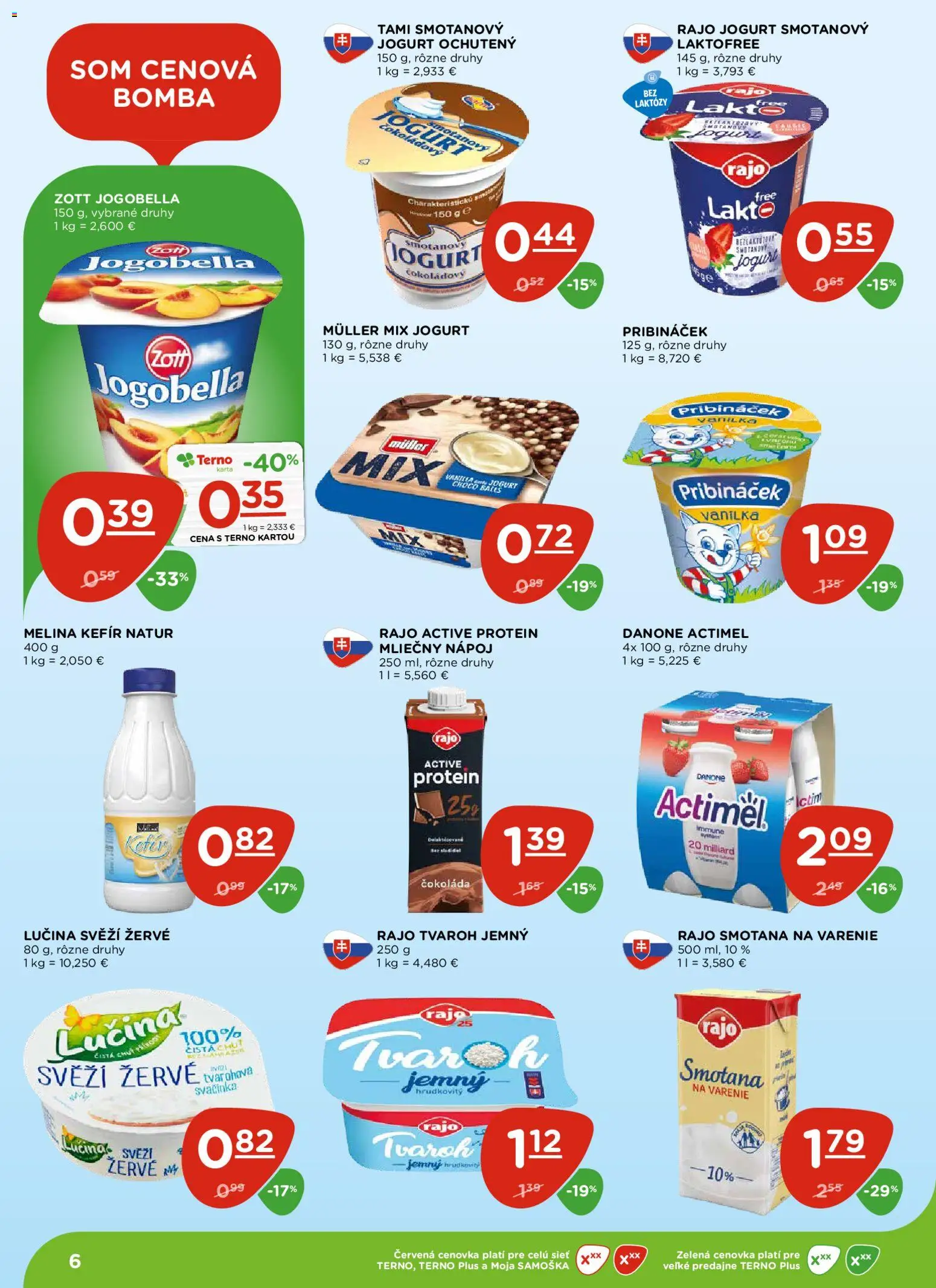 Nové Terno akcie – leták je platný od 06.11.2025 | Strana: 6 | Produkty: Smotana, Protein, Čokoláda, Actimel
