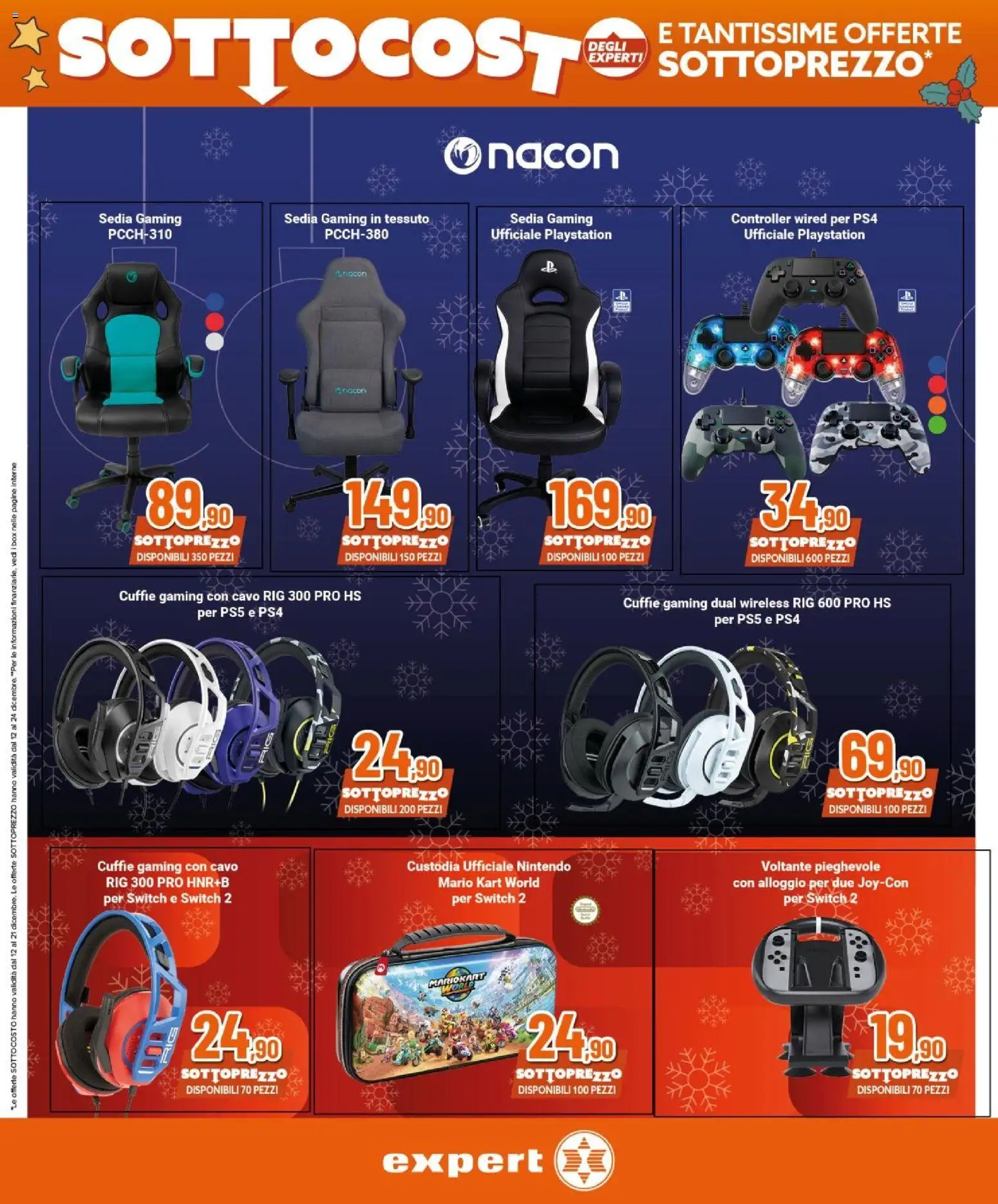 Volantino Expert del 12.12.2025 | Pagina: 22 | Prodotti: Cuffie, Cavo, Playstation, Sedia