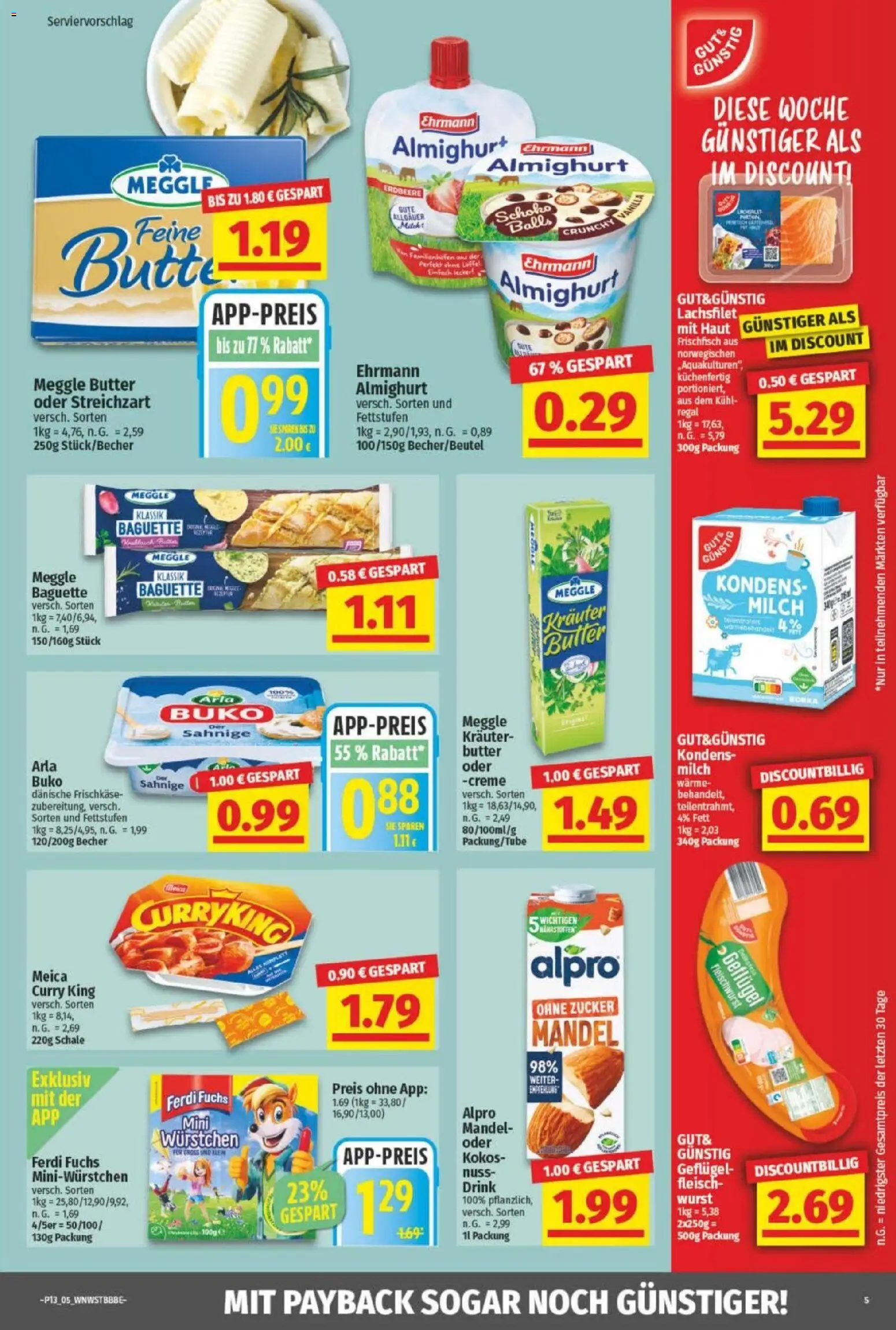 NP Discount Prospekt – gültig ab 23.03.2026 | Seite: 5 | Produkte: Milch, Baguette, Zucker, Meggle butter