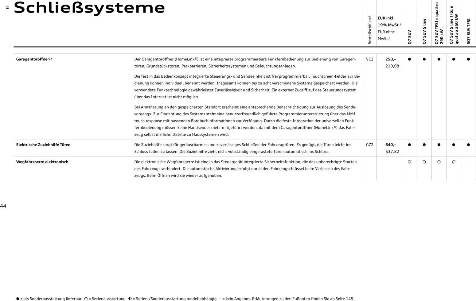Audi Q7 – gültig ab 28.10.2025 | Seite: 44