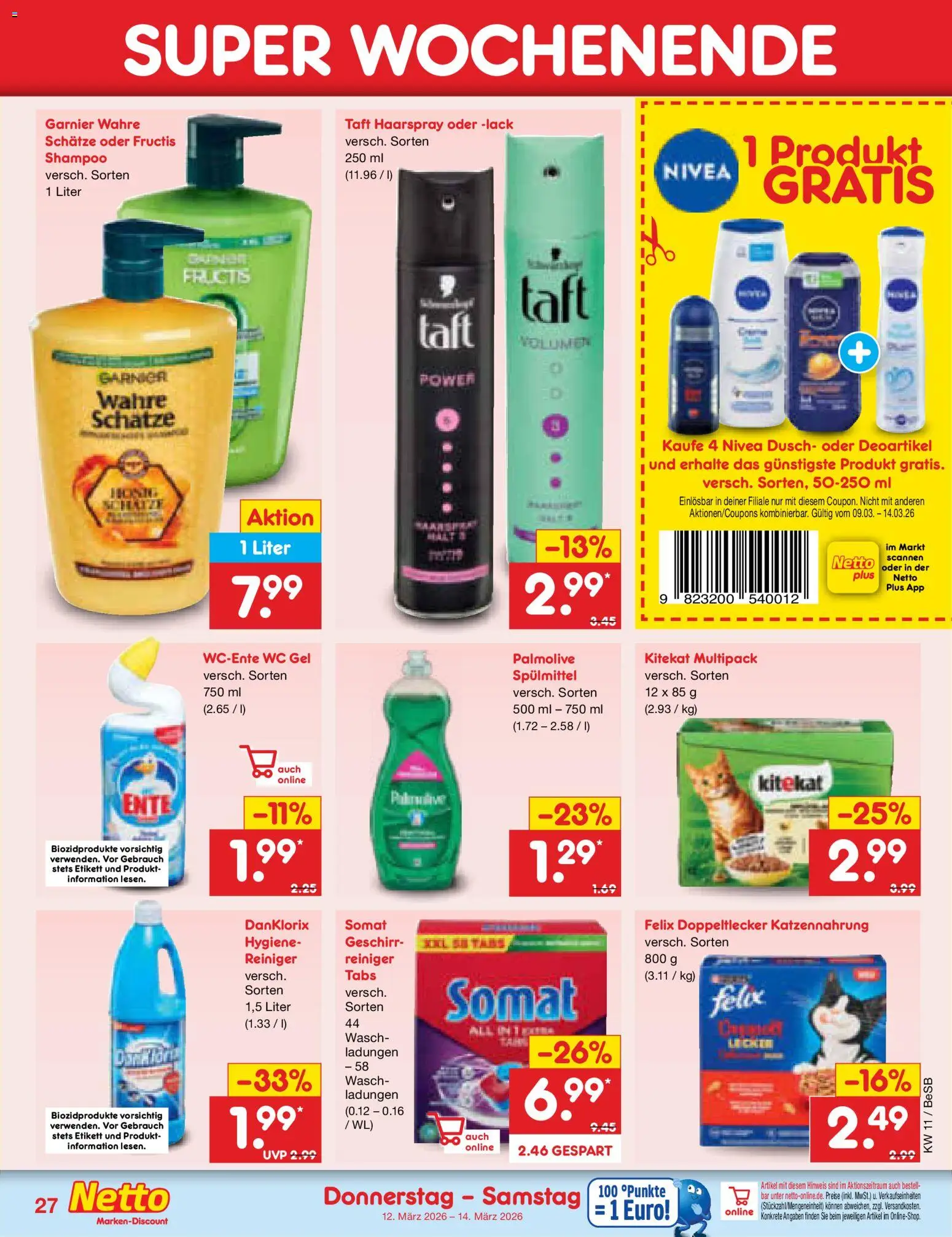 Netto Marken-Discount Prospekt 	 – gültig ab 09.03.2026 | Seite: 43 | Produkte: Shampoo, Haarspray, Ente