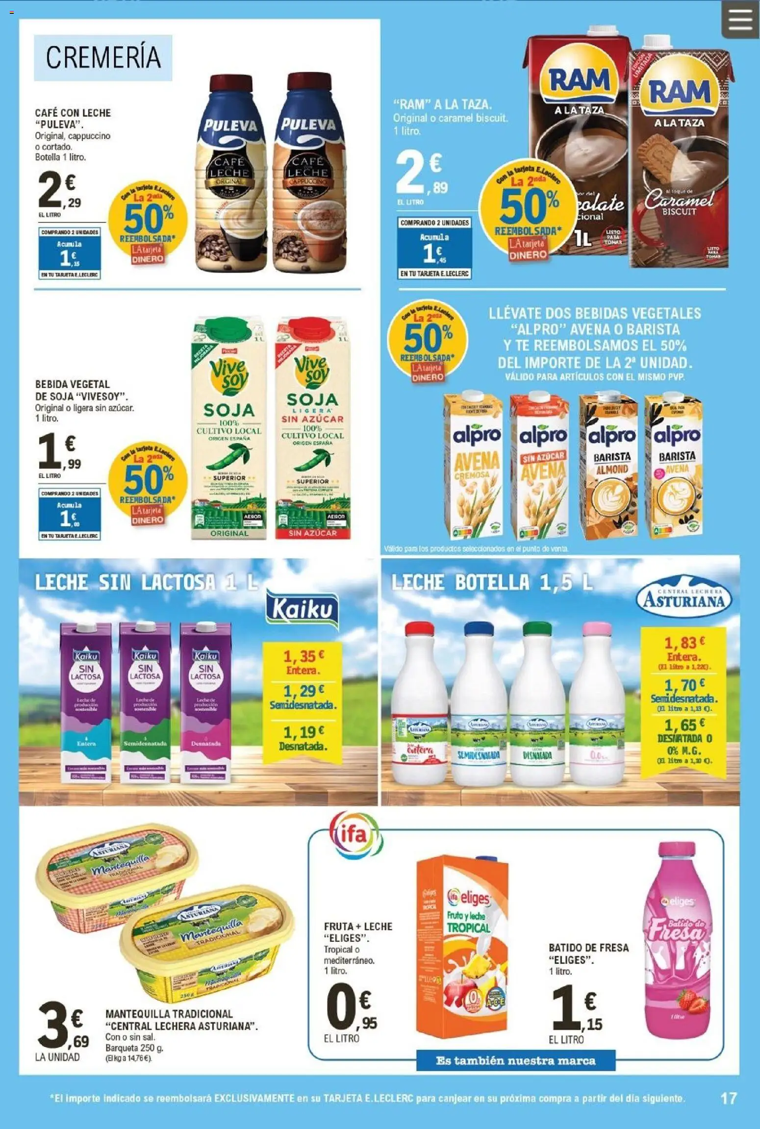 E.Leclerc folleto │ válido desde el 21.01.2026 | Página: 17 | Productos: Leche sin lactosa, Leche, Café, Συσκευή ροής