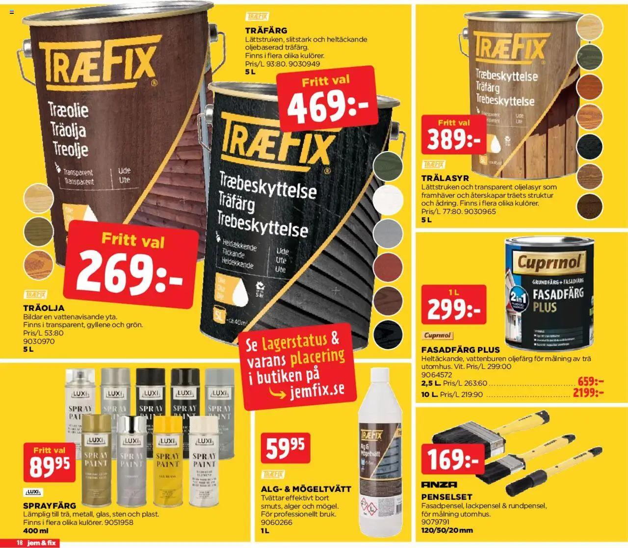 Jem & Fix reklamblad aktuell från 04.08.2025 | Sida: 18 | Produkter: Träolja, Oljefärg