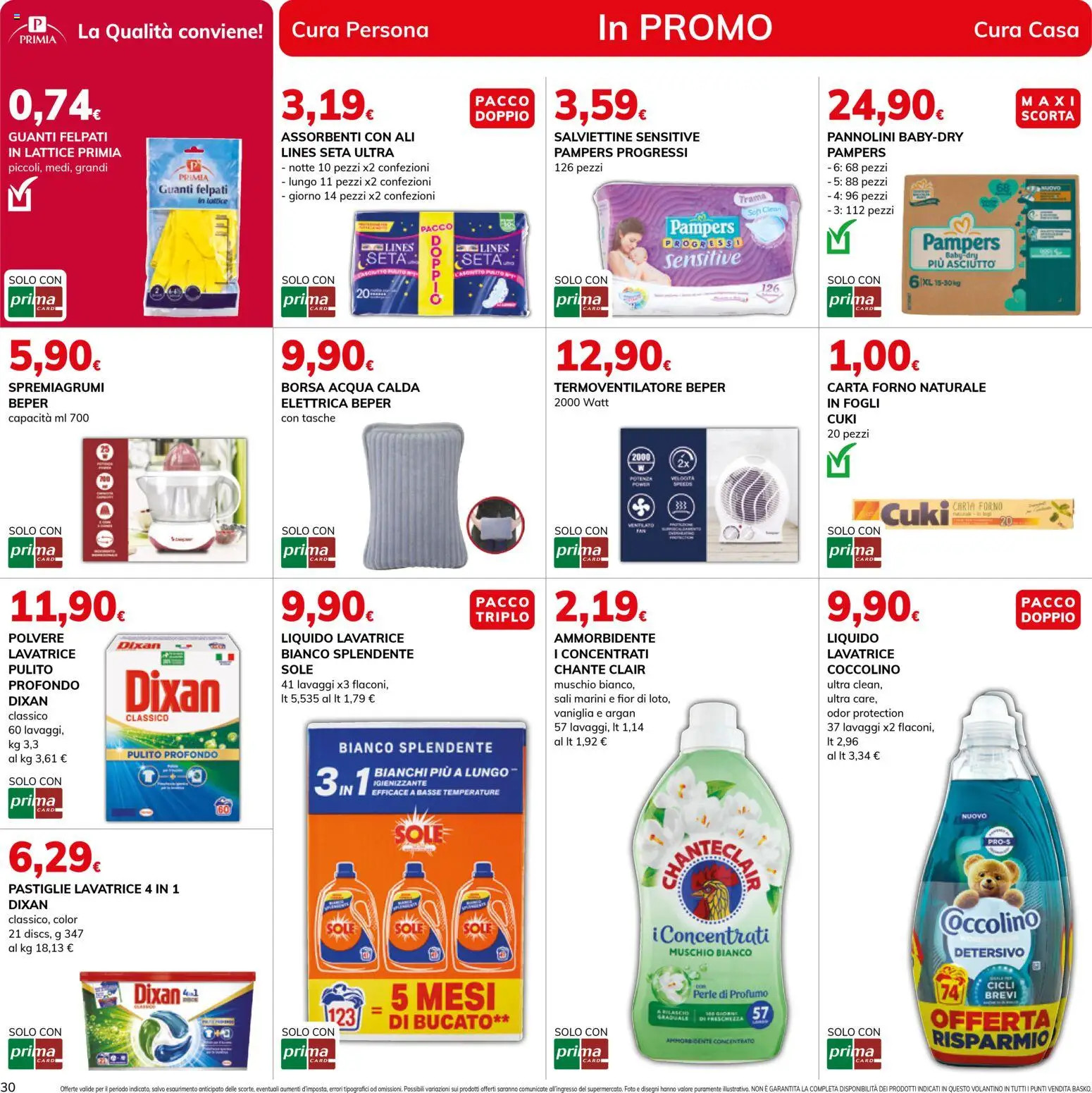 Volantino Basko del 28.10.2025 | Pagina: 30 | Prodotti: Pannolini, Ammorbidente, Guanti, Profumo