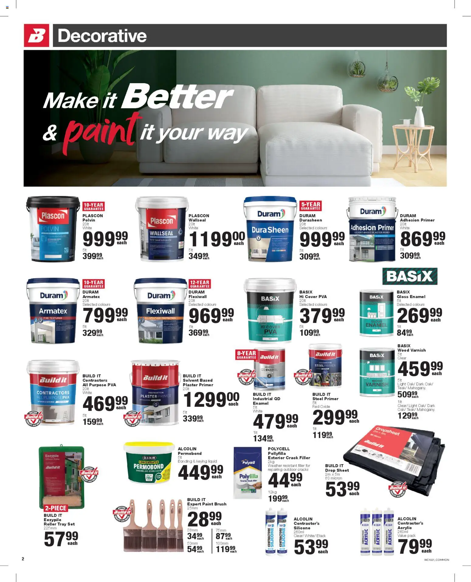 New Build It catalogue – valid from 25.11.2025 | Page: 2 | Products: Gloss, Tray, Wallseal, Crack filler