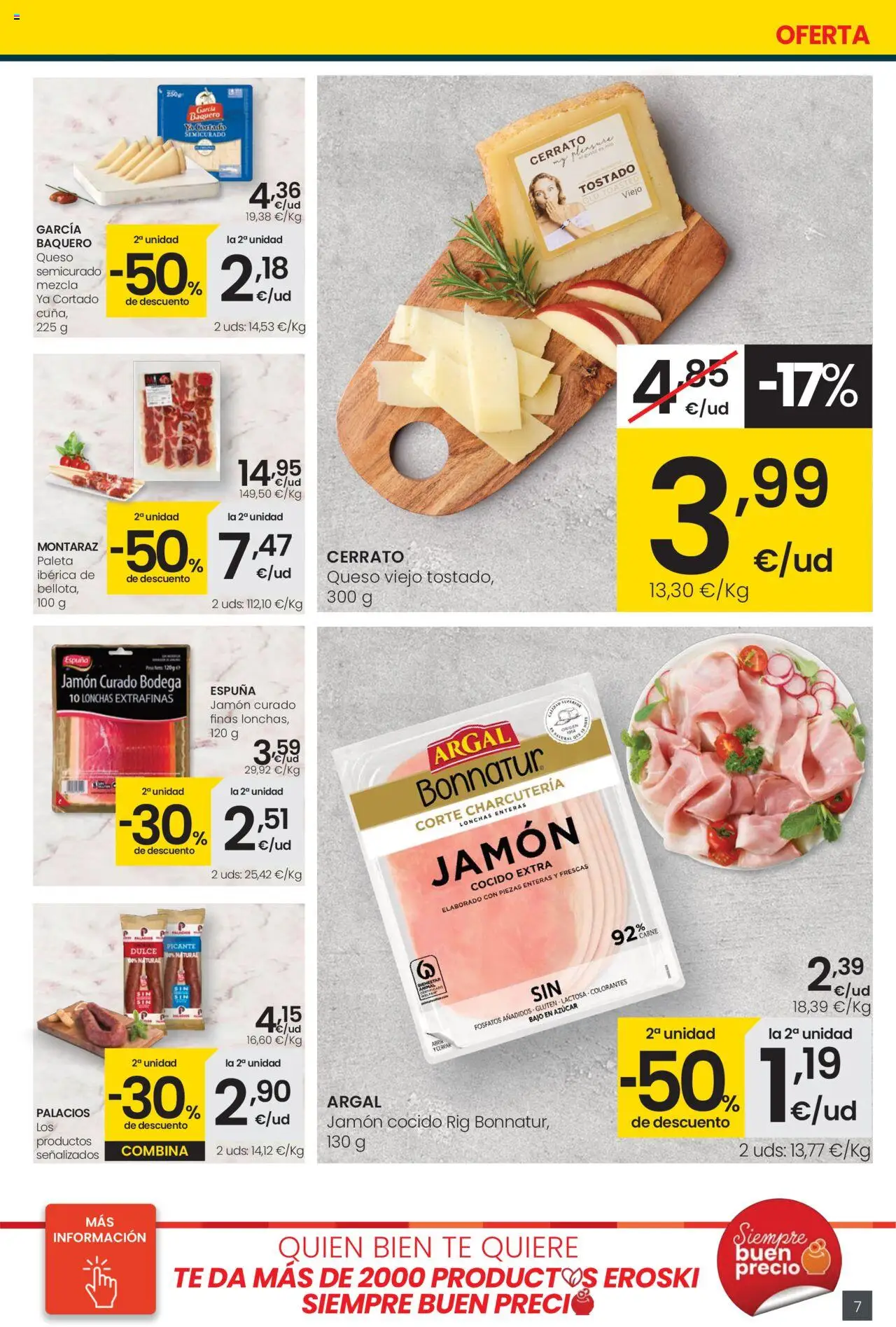 Eroski - Precio más bajo  │ válido desde el 02.10.2025 | Página: 7 | Productos: Queso, Jamón, Jamón cocido, Té