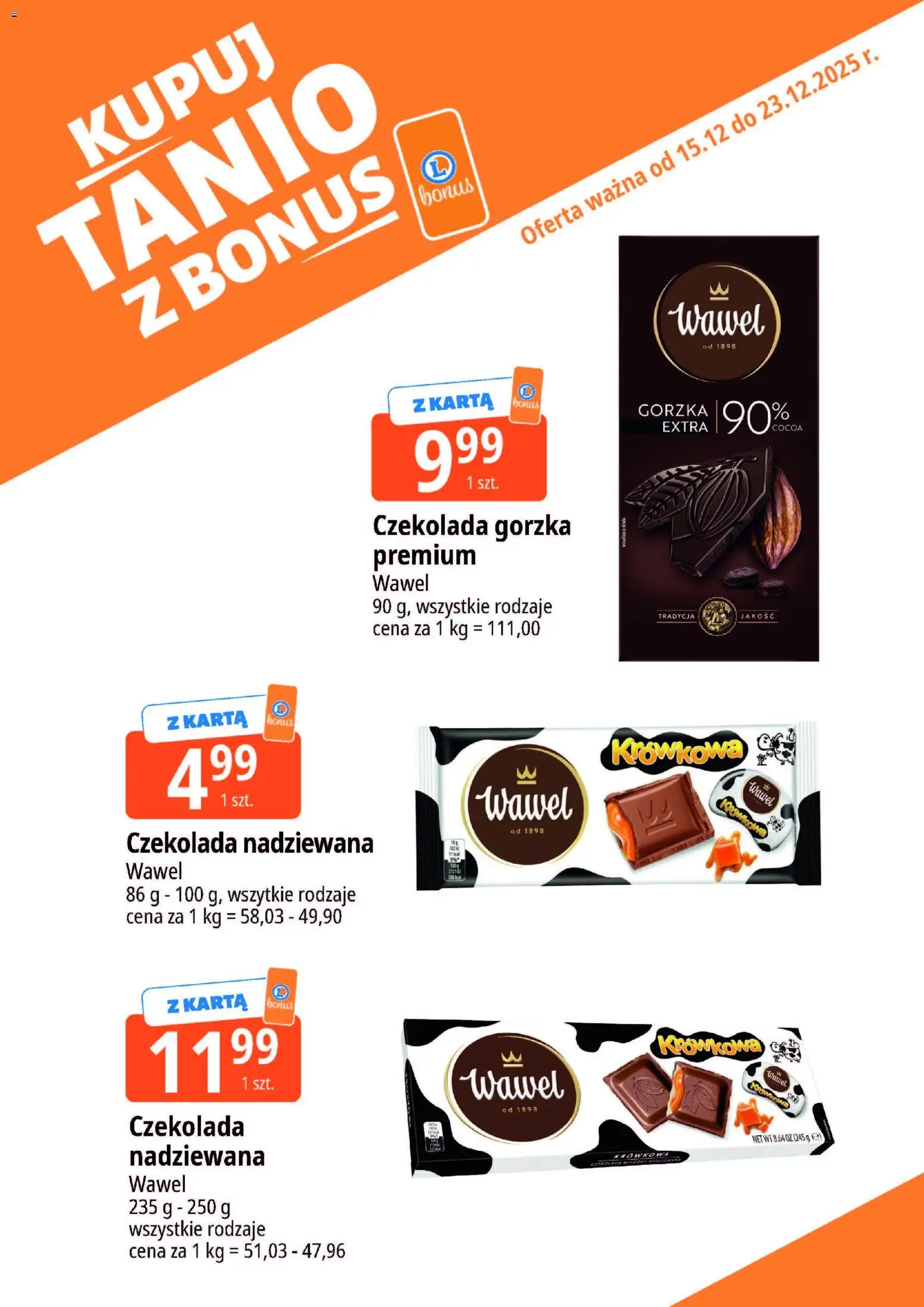 E.Leclerc Gazetka - Warszawa Ursynów kupony dodatkowe od 15.12.2025 | Strona: 6 | Produkty: Karta, Czekolada gorzka, Czekolada