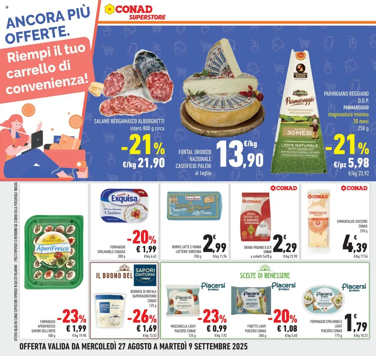 Volantino Conad del 27.08.2025 | Pagina: 30 | Prodotti: Panna, Latte, Formaggio, Emmental
