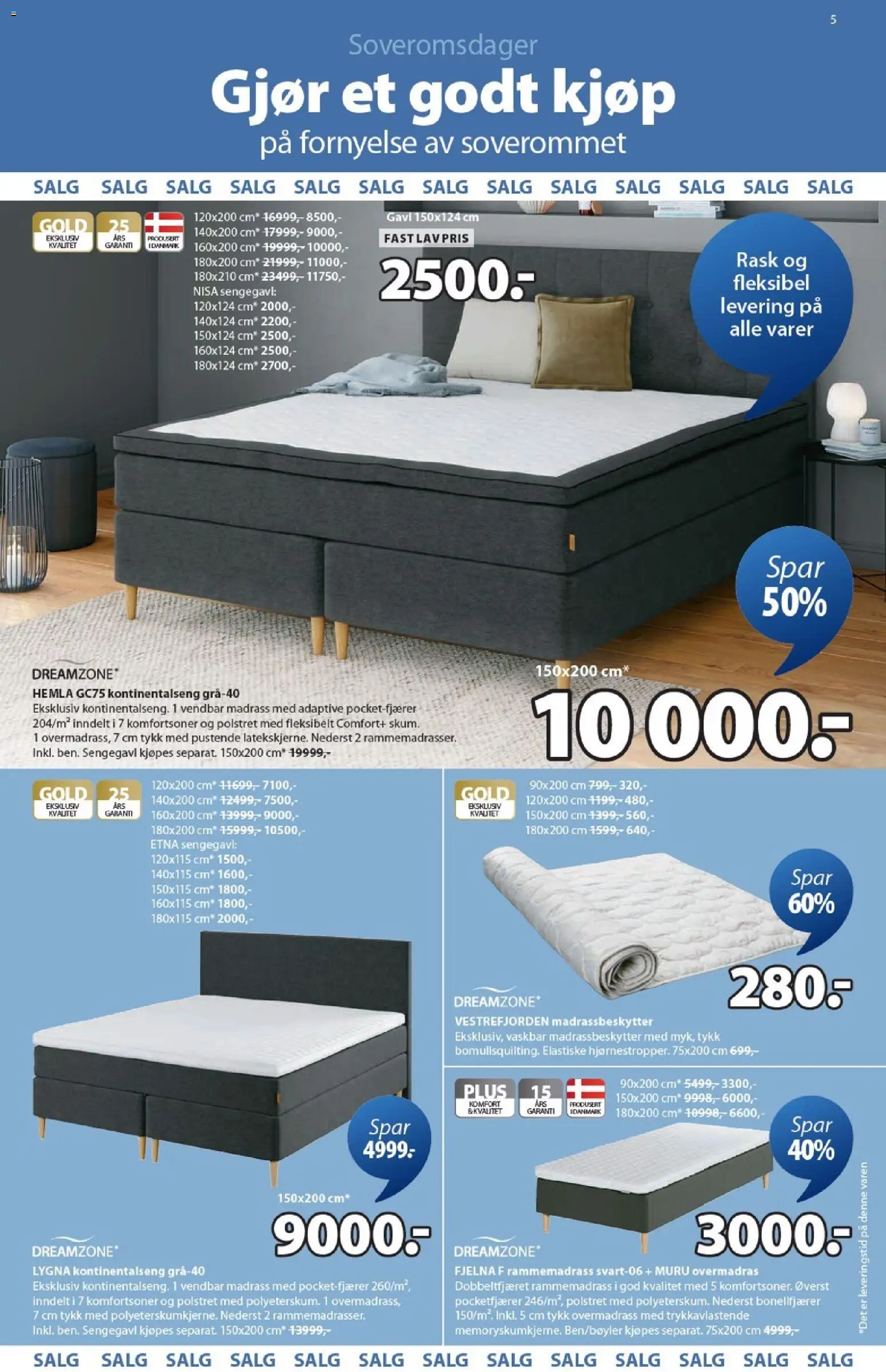 {H1} | Side: 5 | Produkter: Overmadrass, Kontinentalseng, Суміш дитяча, Madrass