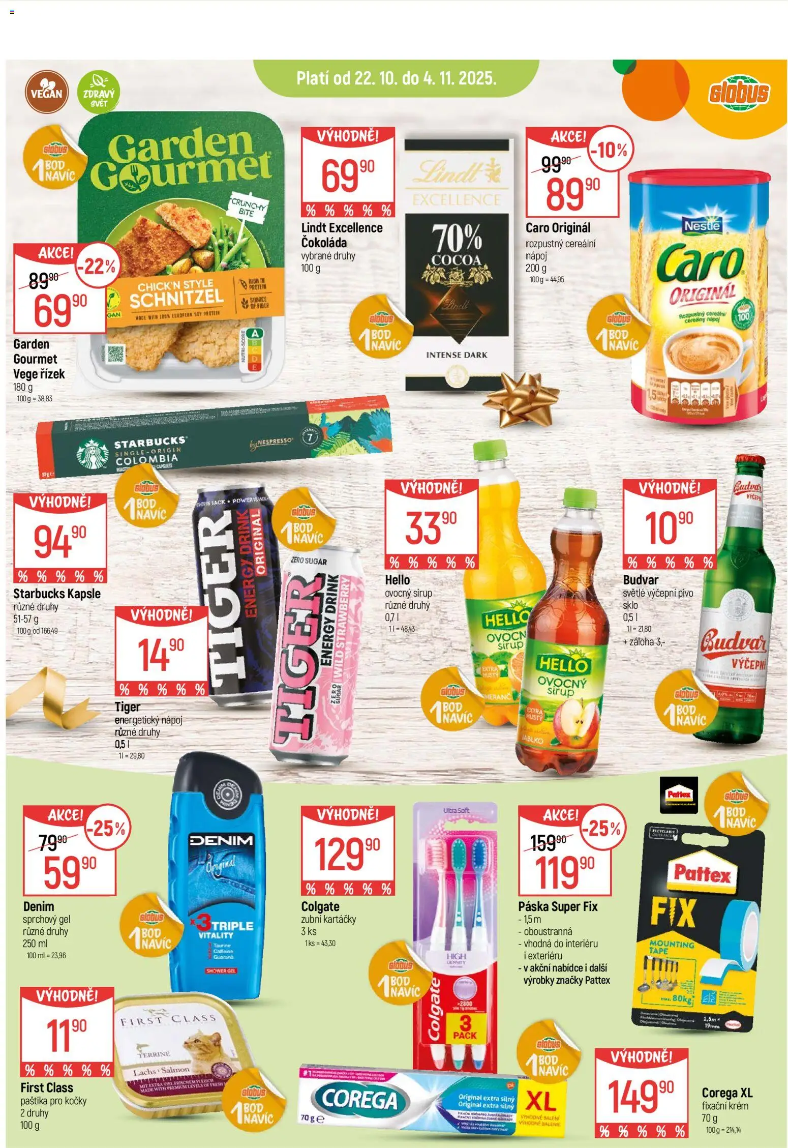 Globus leták - Chomutov od 15.10.2025 | Strana: 2 | Produkty: Lindt, Energetický nápoj, Ovocný sirup, Starbucks kapsle