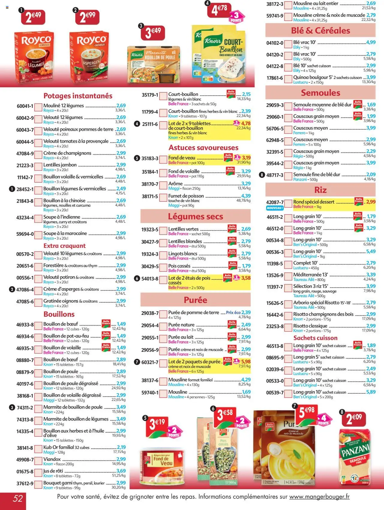  | Page: 52 | Produits: Pomme de terre, Vin, Poisson, Oignons