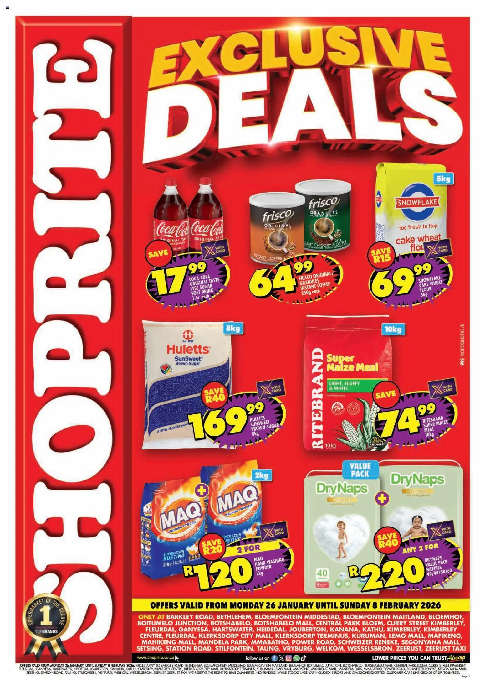 New Shoprite catalogue – valid from 26.01.2026 | Page: 1 | Products: Cake, BB cream, Flour, Washing powder