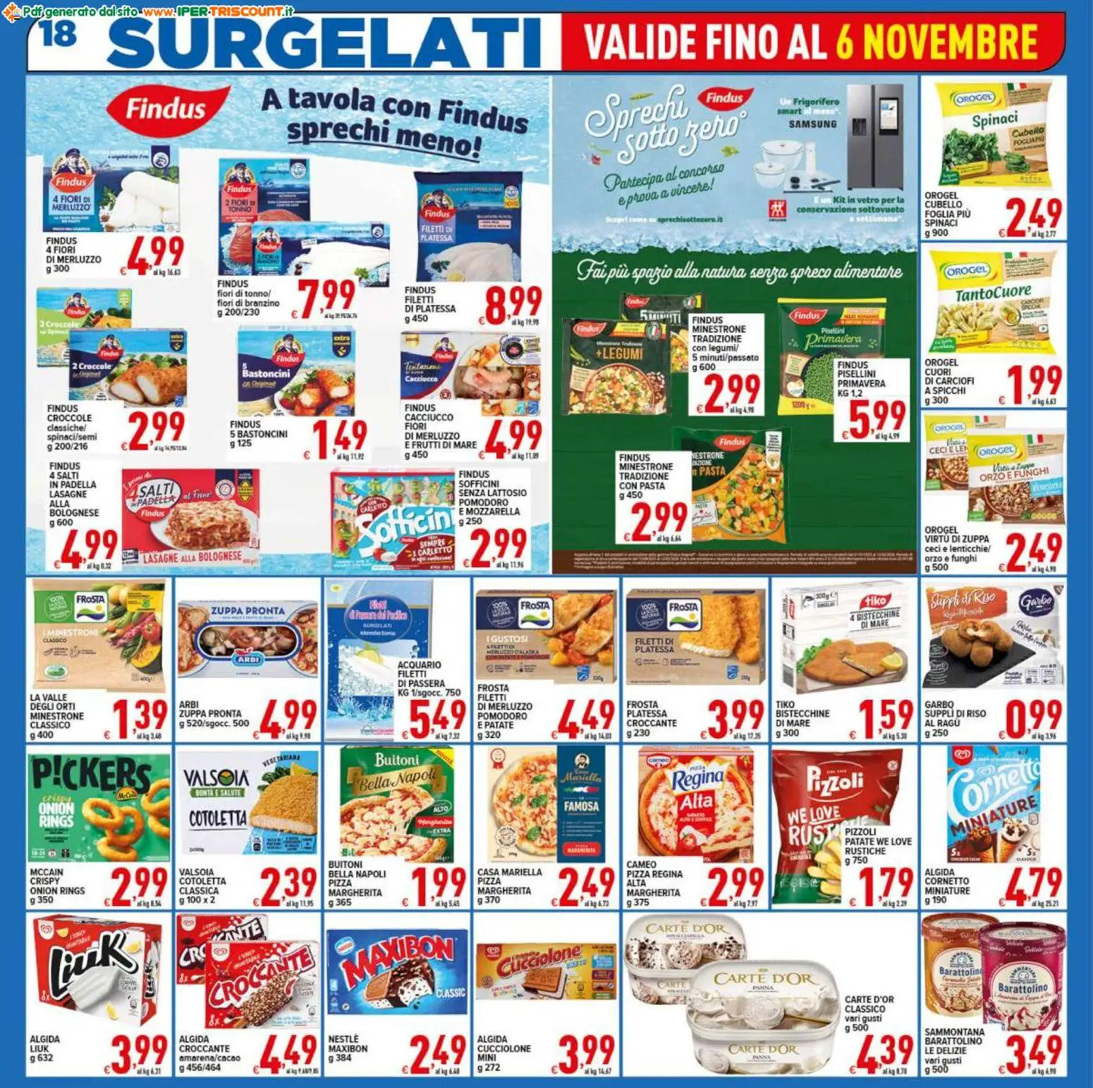 Volantino Ipertriscount del 29.10.2025 | Pagina: 18 | Prodotti: Pizza, Spinaci, Carciofi, Padella