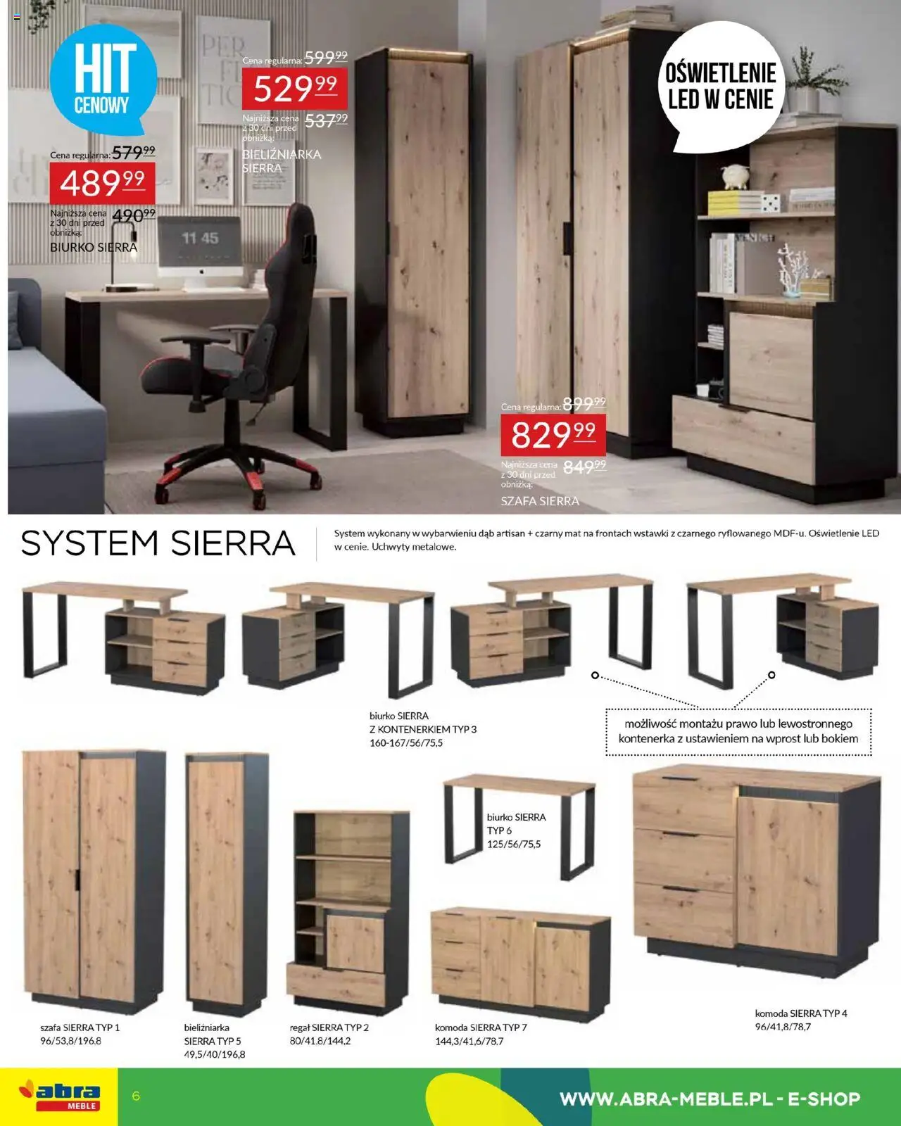 Abra meble Gazetka od 09.09.2025 | Strona: 6 | Produkty: Szafa, Komoda, Biurko, Regał