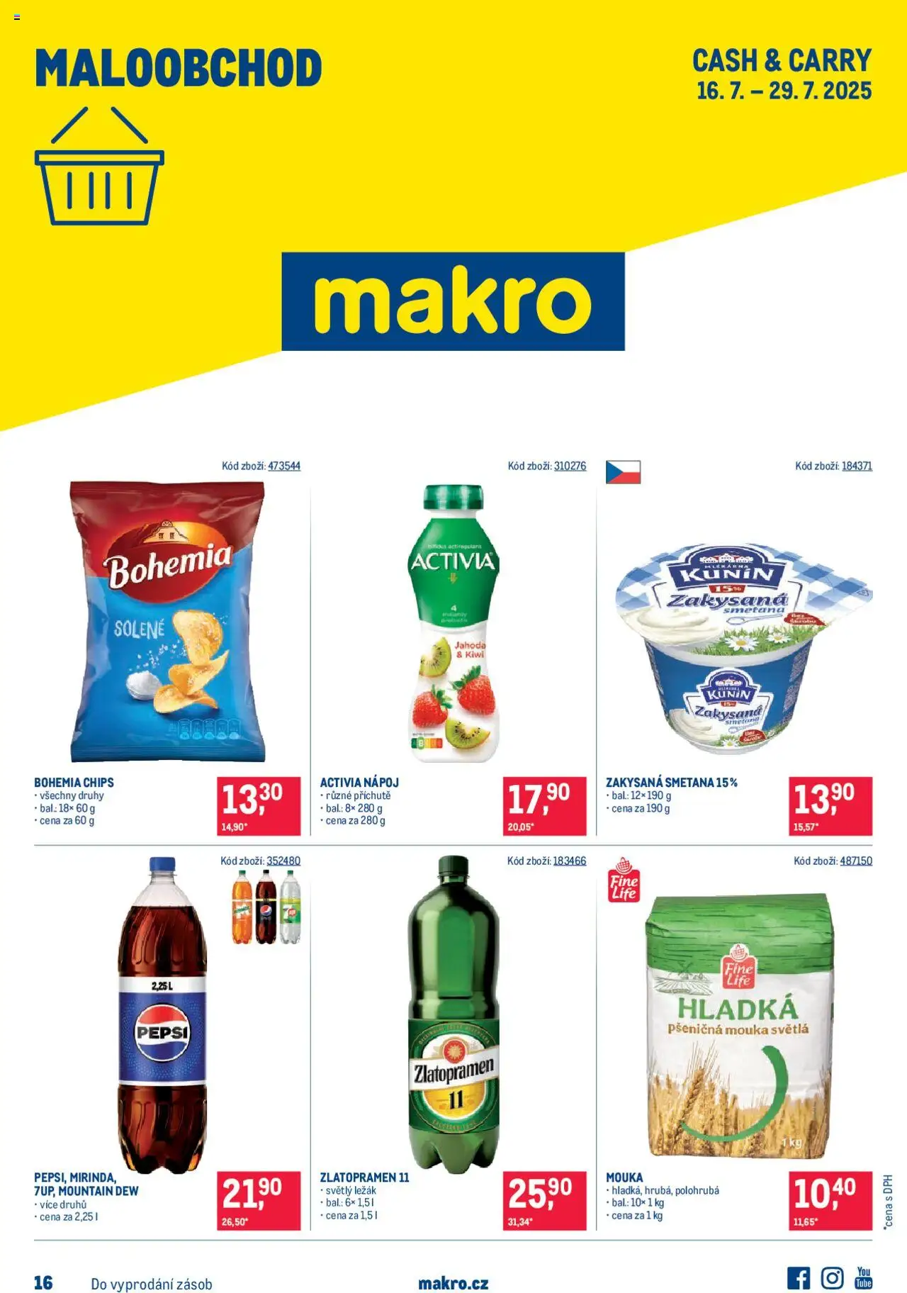 Makro leták - Maloobchod od 16.07.2025 | Strana: 1 | Produkty: Mountain Dew, Mouka, Zakysaná smetana, Zlatopramen 11