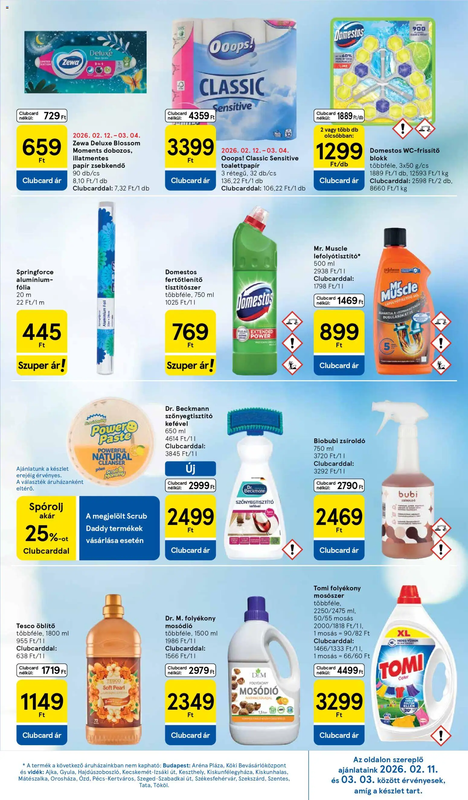 Tesco akciós ujság - amely érvényes a következő dátumtól: 26.02.2026 | Oldal: 23 | Termékek: Lime, Öblítő, Folyékony mosószer, Mosószer